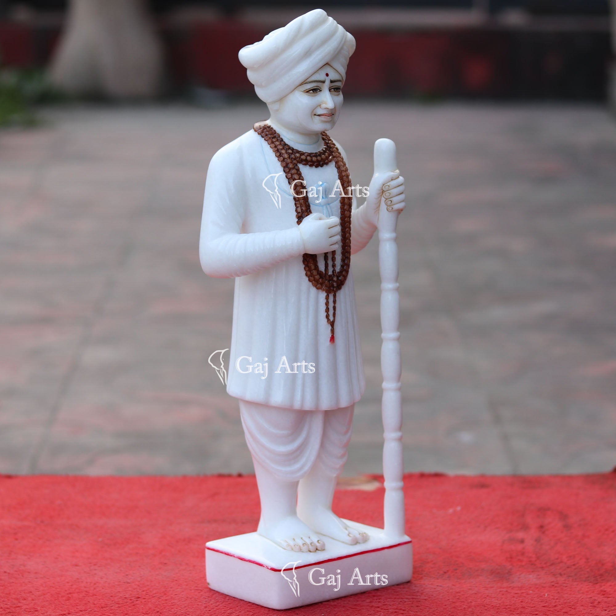 White Makrana Marble Jalaram Bapa Idol | 18 Inch