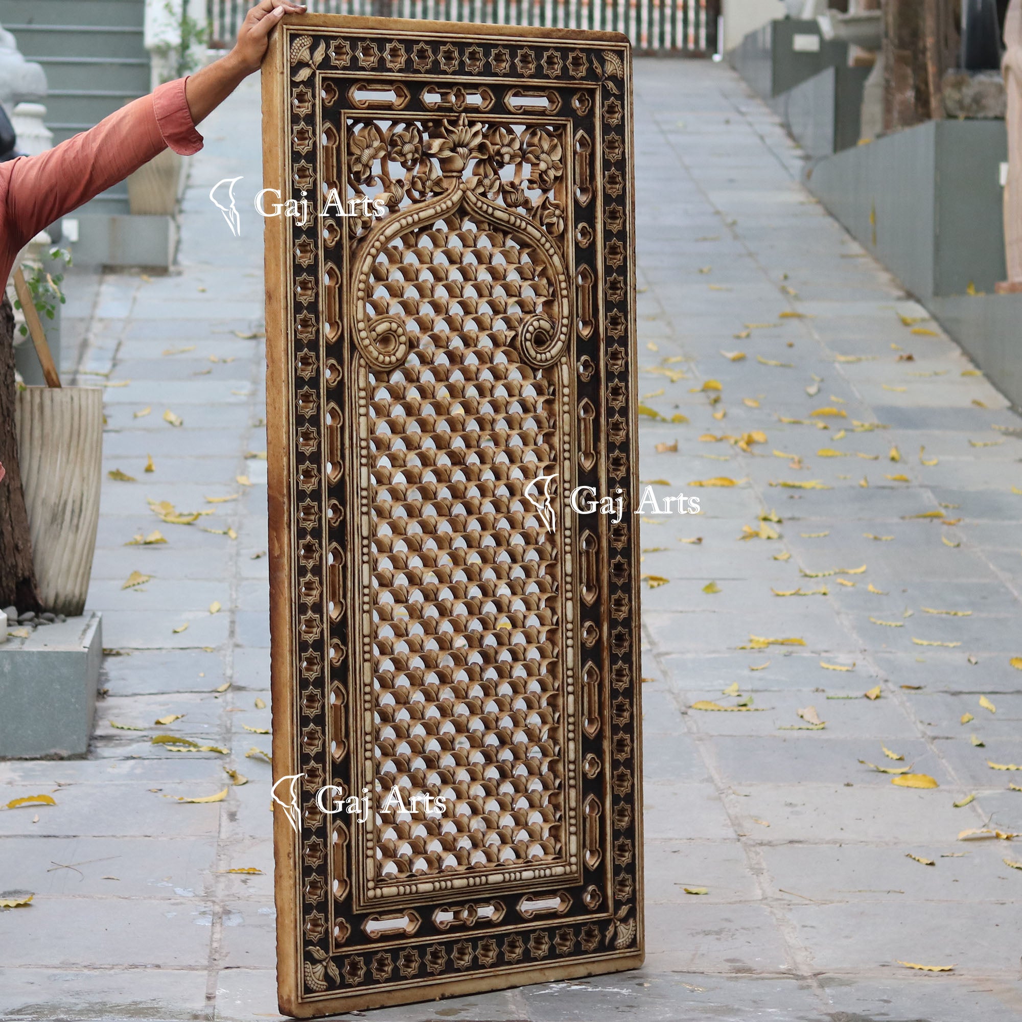 White Marble Jali Wall Panel | 72 Inch