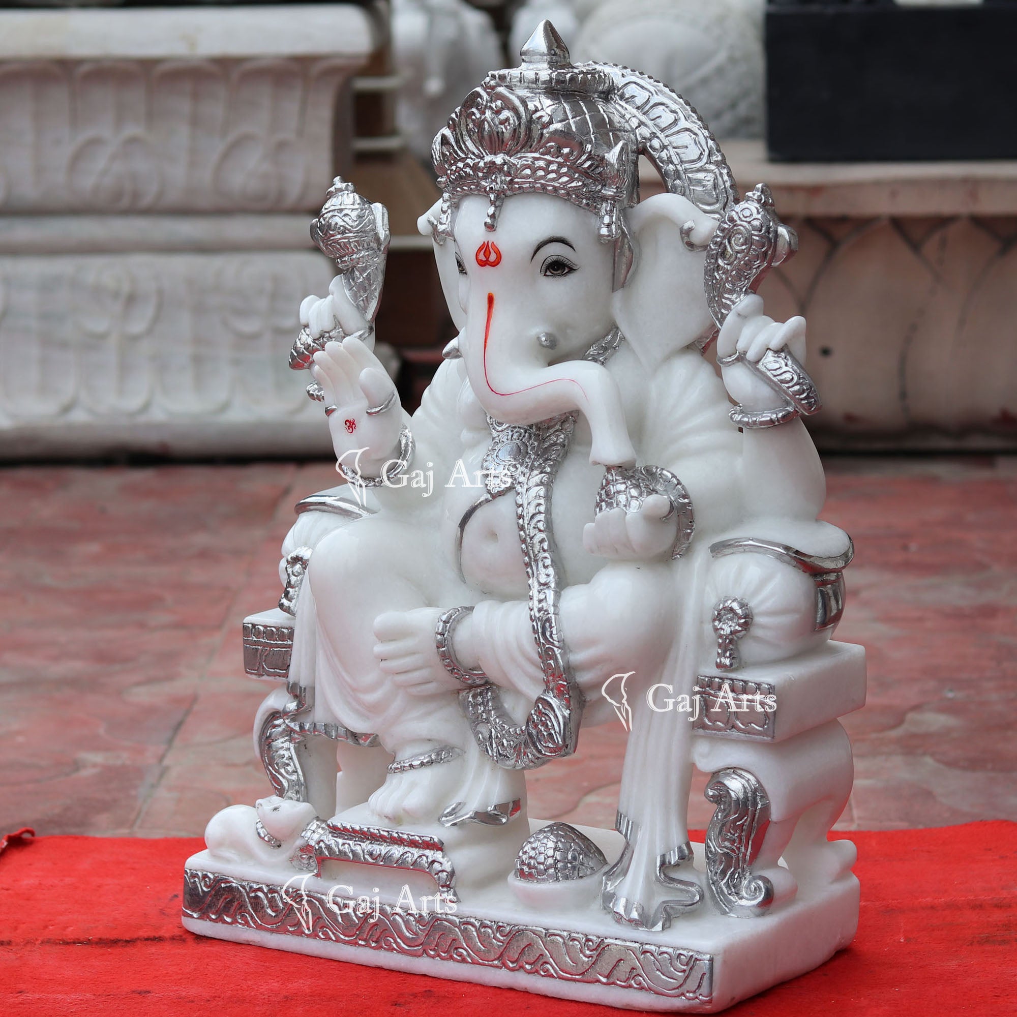 Super White Makrana Marble Ganesh Statue | 24 Inch