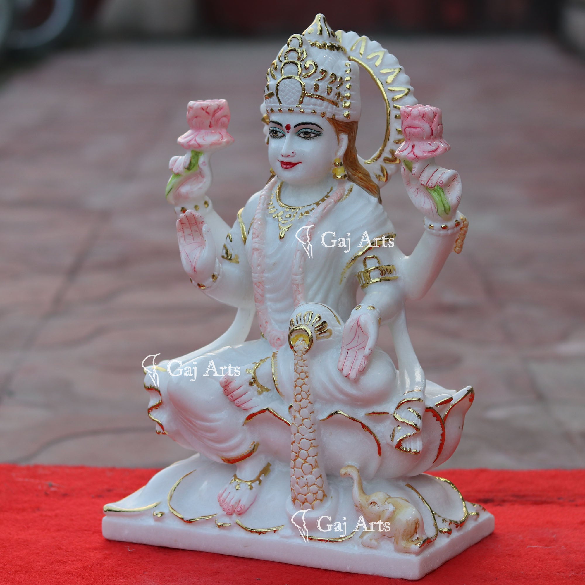 White Marble Lakshmi Mata Statue | 15 Inch