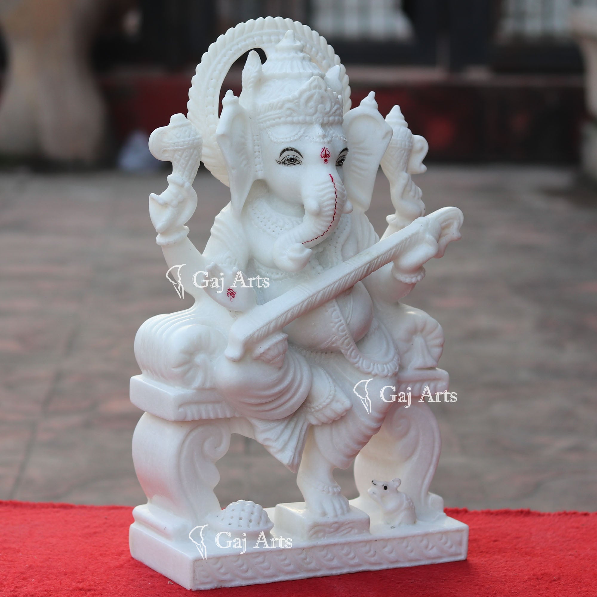 Super White Makrana Marble Ganesh Idol | 18 Inch