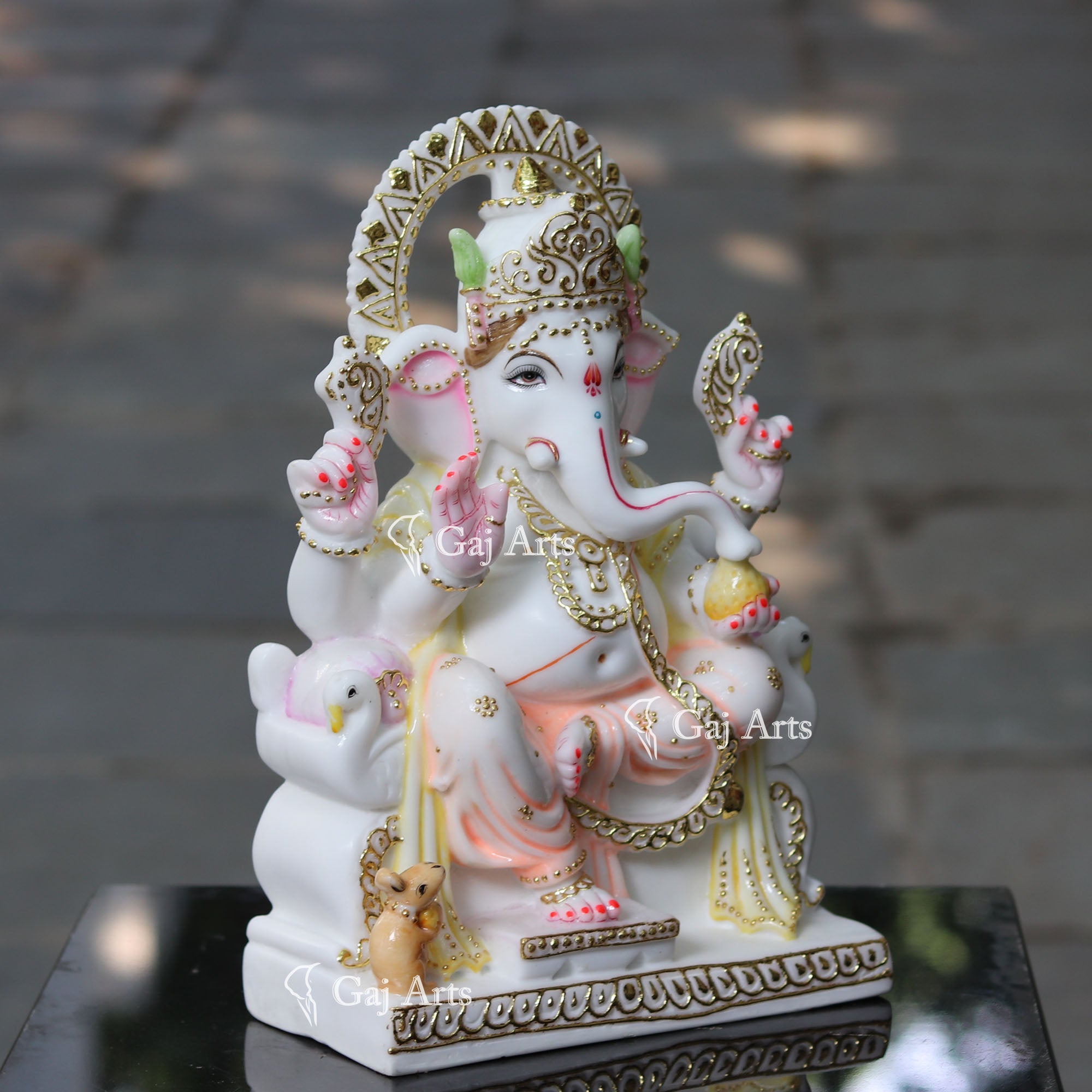 White Marble Ethiopia Ganesh Idol | 15 Inch
