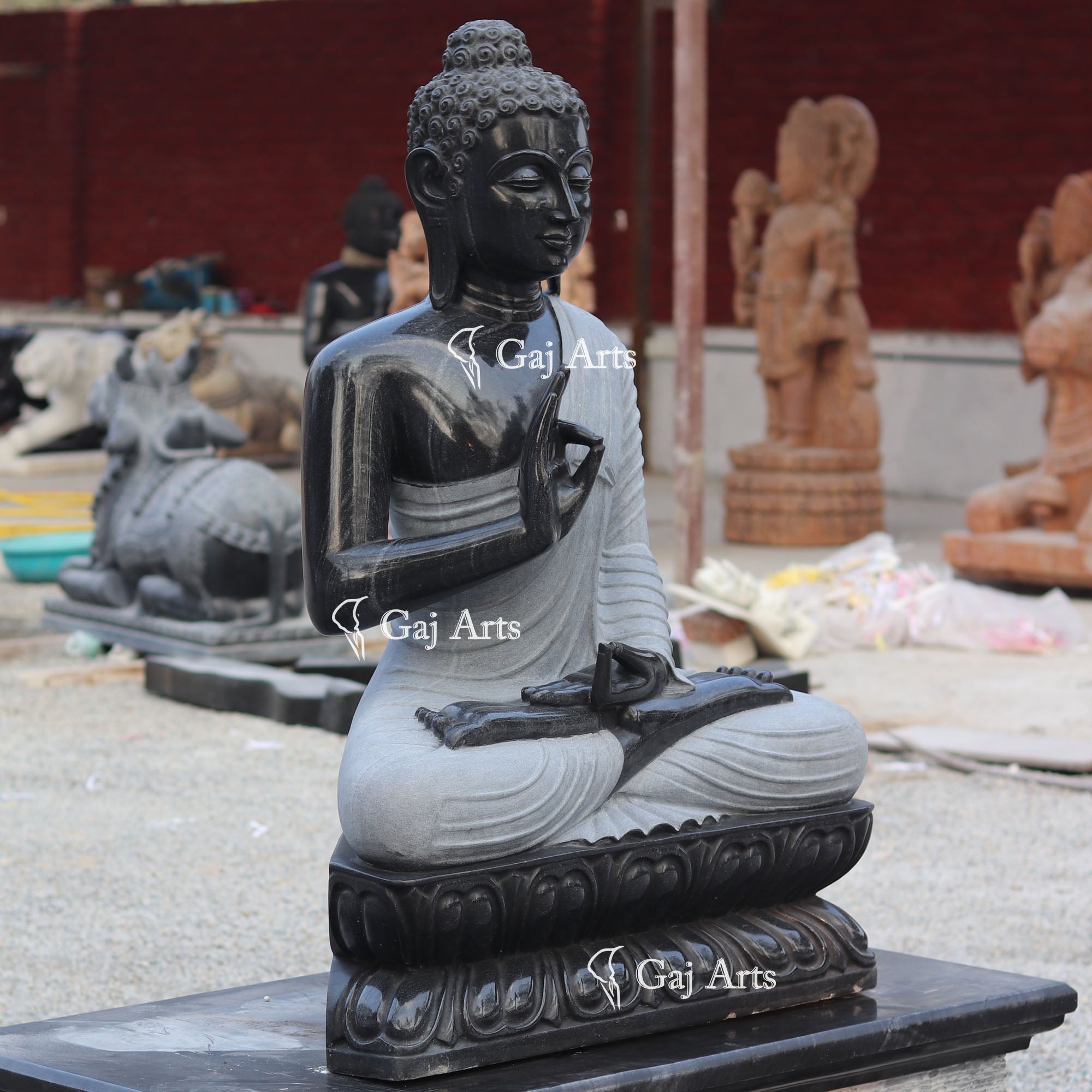 Rajasthan Black Marble Sitting Buddha Statue | 48 Inch