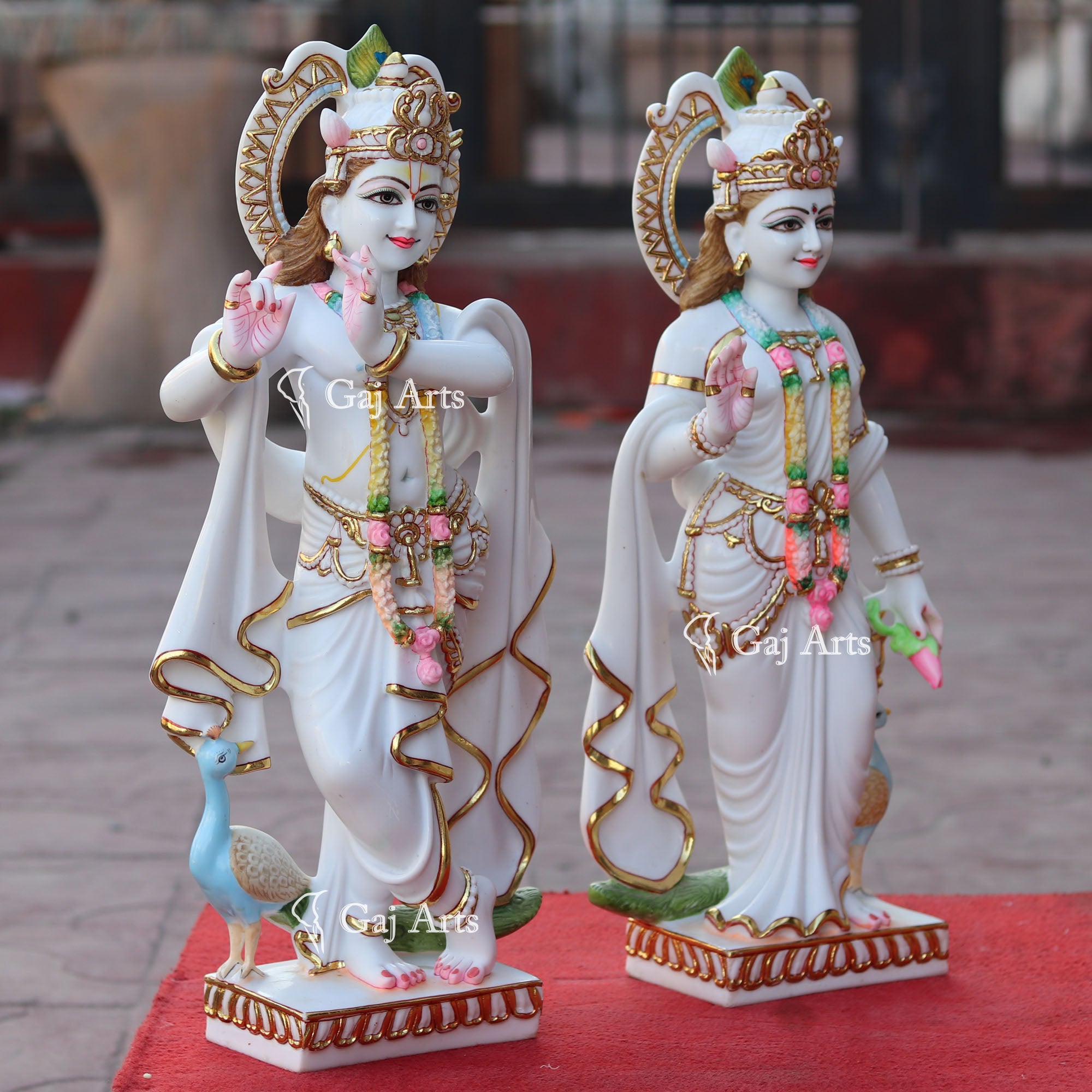 Makrana Marble Powder Radha Krishna Statue | 24 Inch
