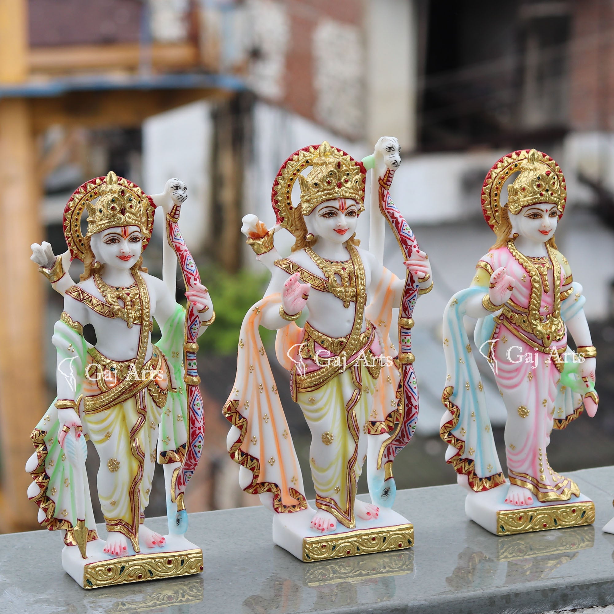 Natural Marble Ram Jodi Idol | 12 Inch