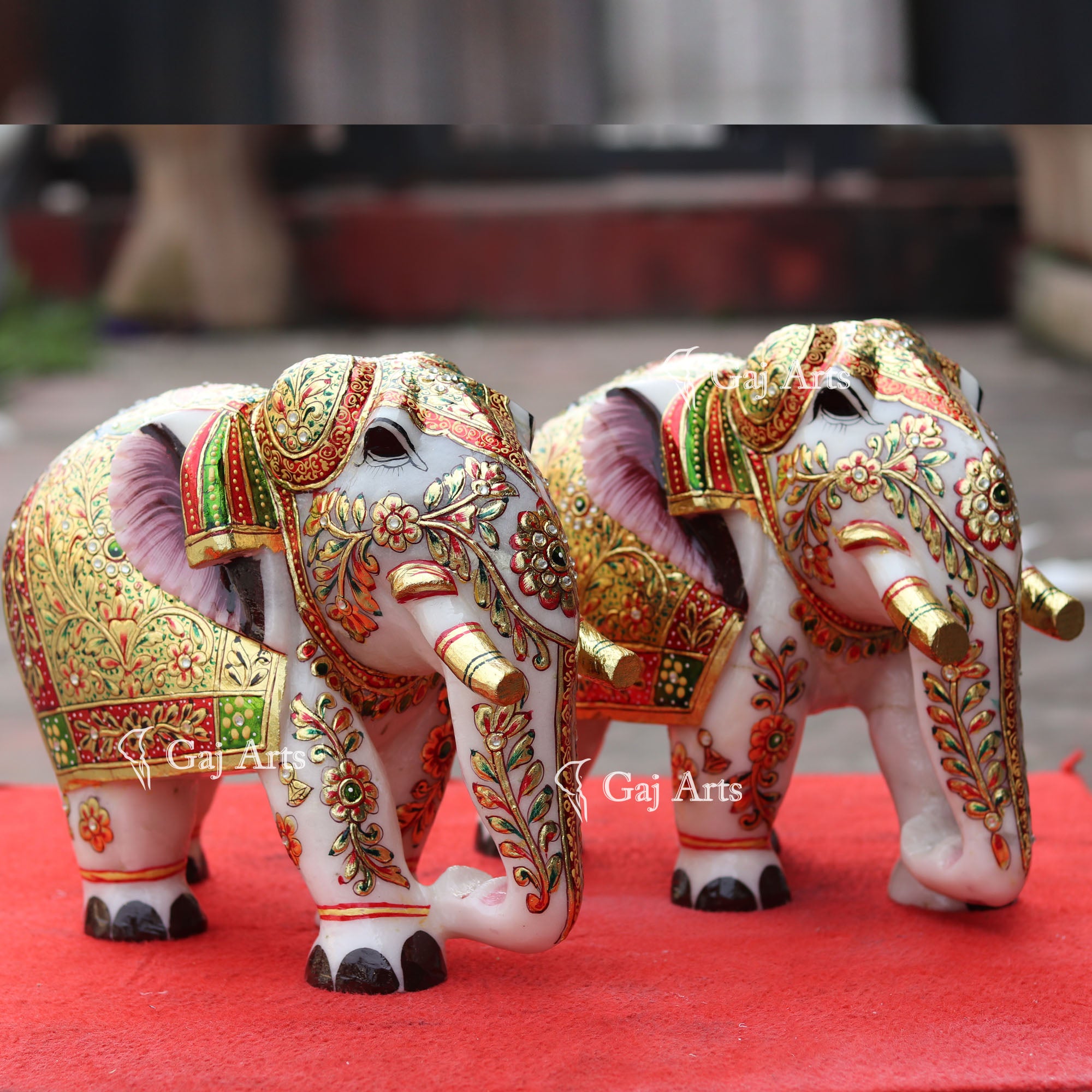 White Marble Elephant Statue | 12 Inch