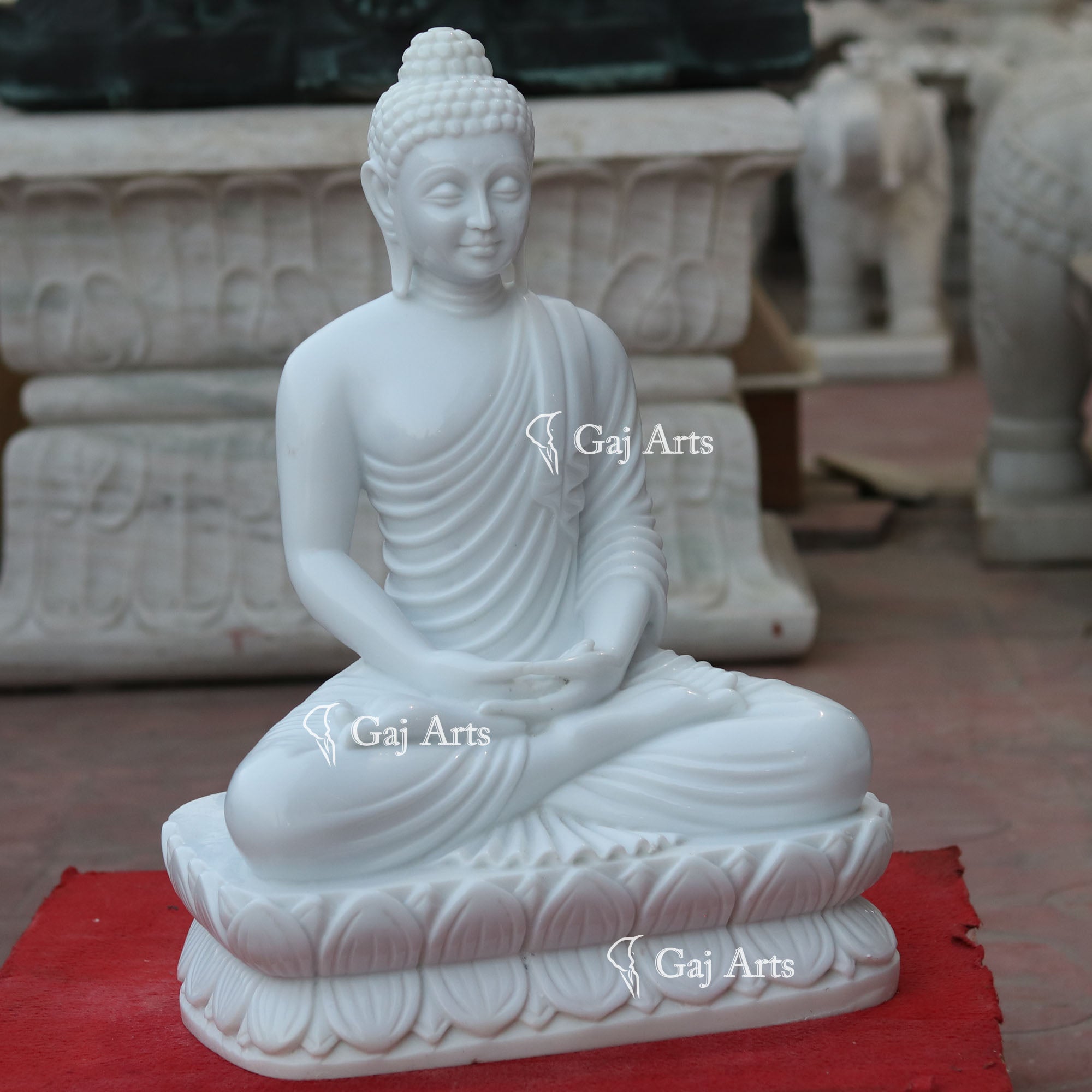 White Marble Buddha Idol | 24 Inch