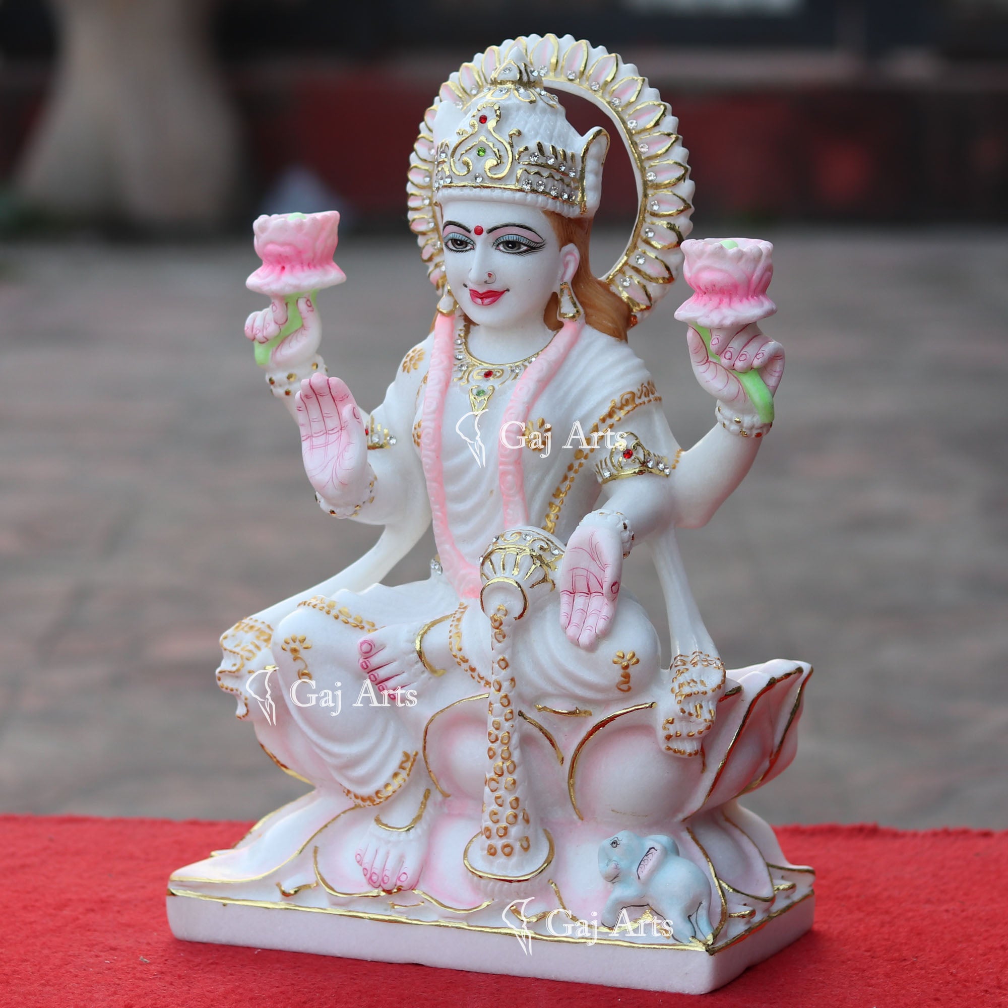 White Marble Lakshmi Mata Idol | 15 Inch