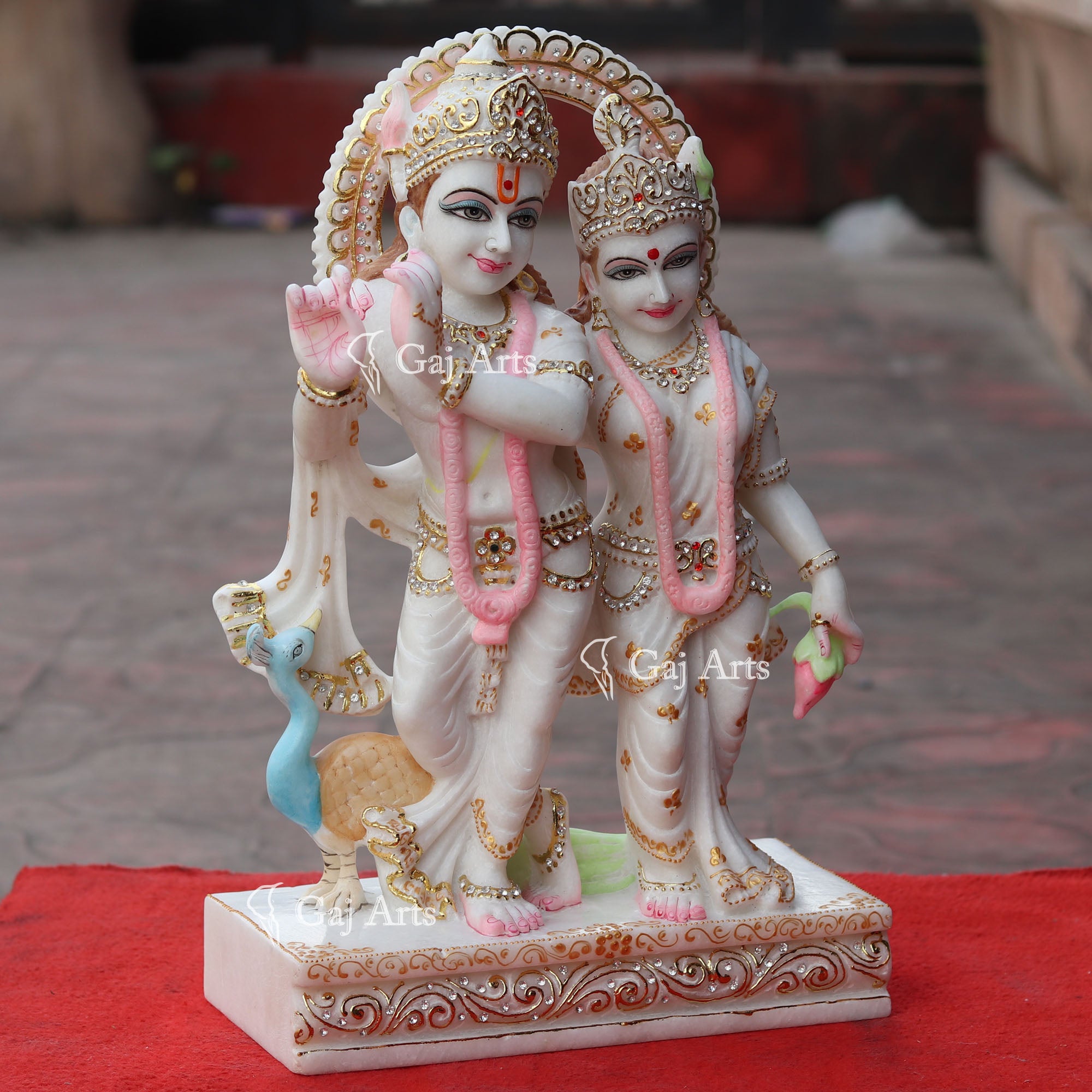 Super White Makrana Marble Radha Krishna Idol | 18 Inch