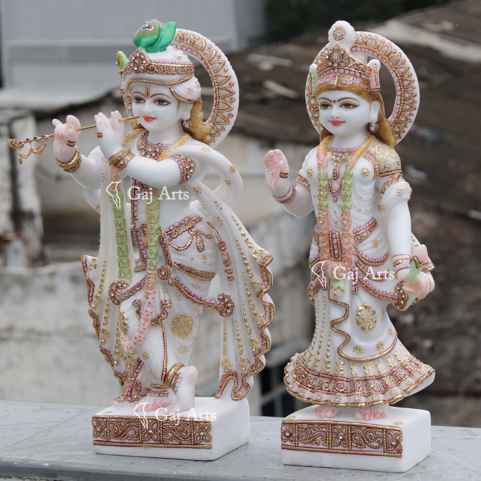Natural Marble Radha Krishna Idol | 18 Inch