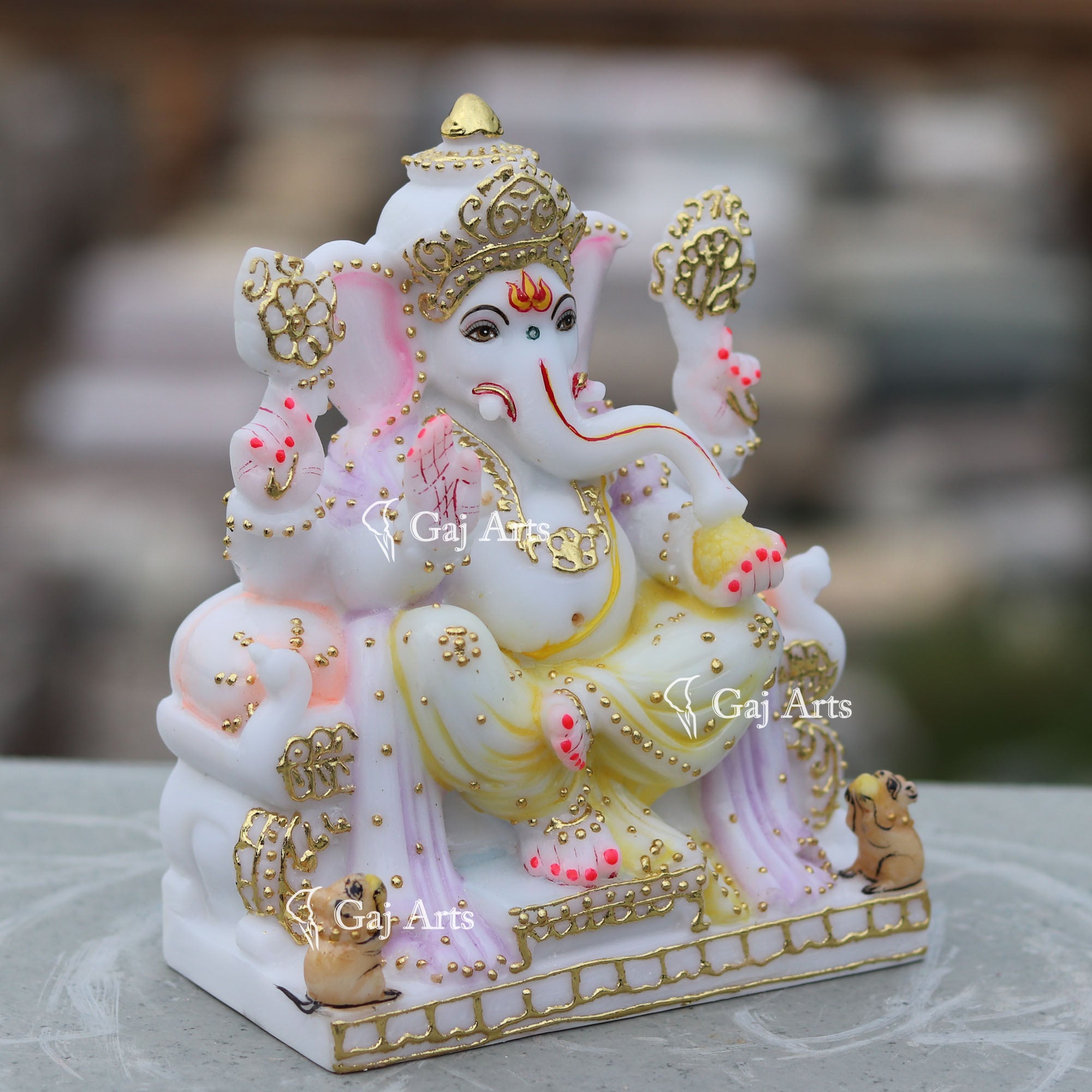 Hand Painted Decorative Ganpati Statue | 7 Inch
