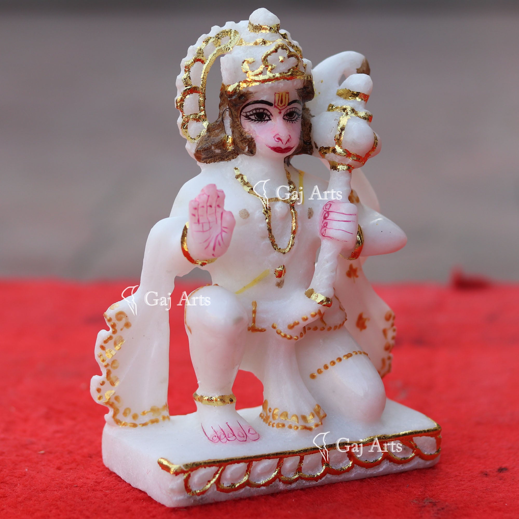 White Makrana Marble Hanuman Ji Idol | 6 Inch