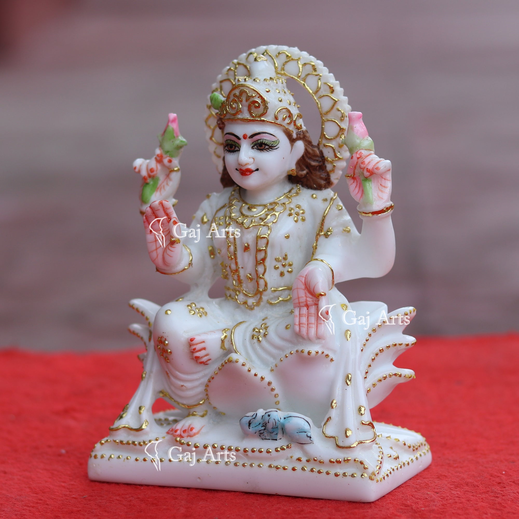 White Marble Lakshmi Mata Statue | 6 Inch