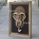 White Antique Finish Marble Elephant Face Wall Panel | 48 Inch