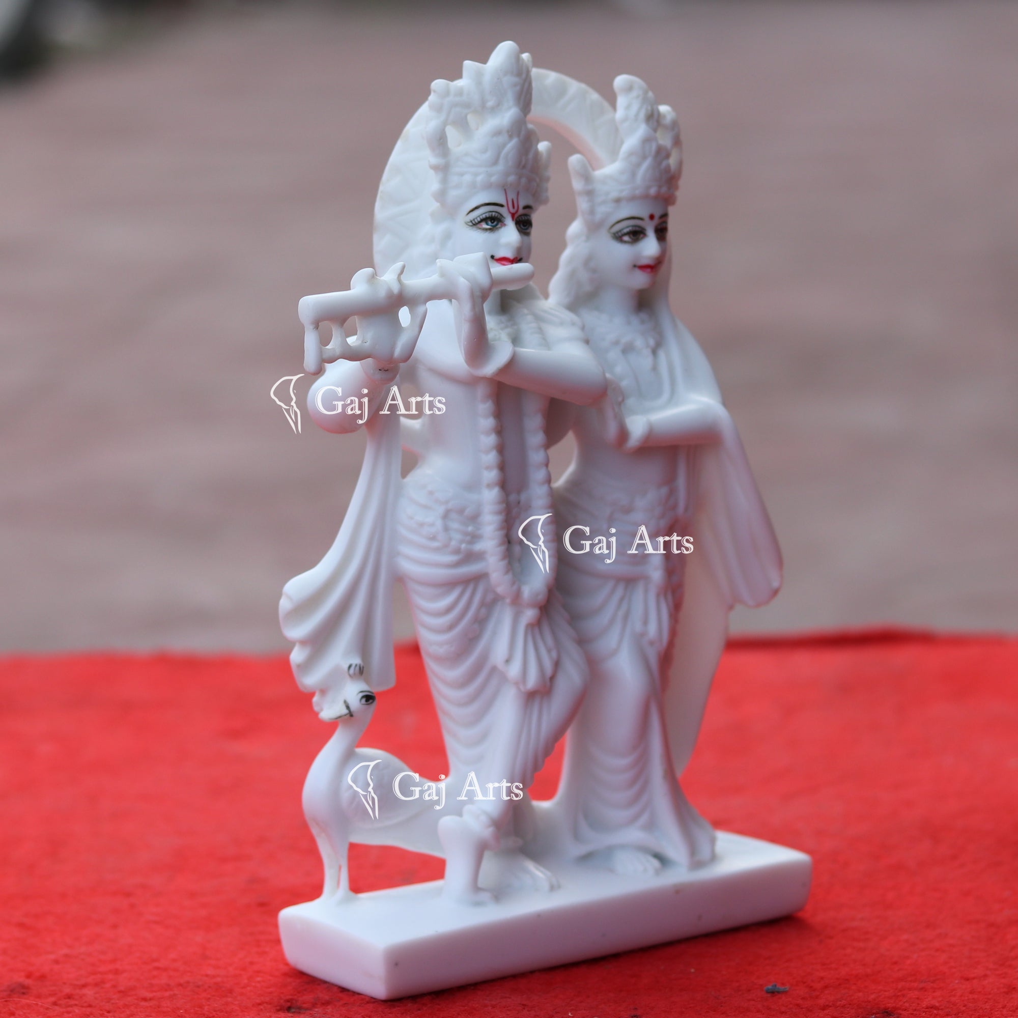 White Marble Radha Krishna Idol | 9 Inch