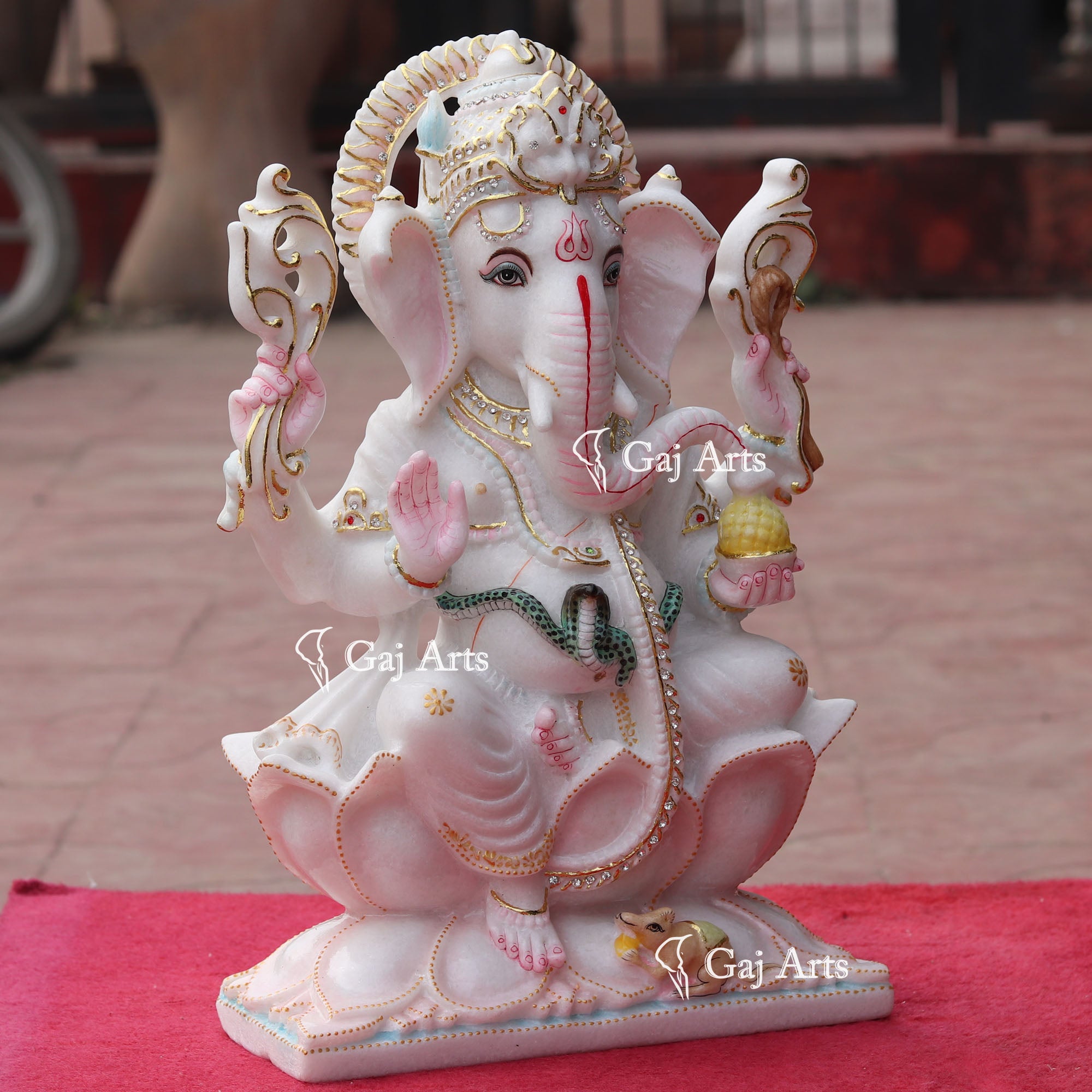 Super White Makrana Marble Ganesh Idol | 18 Inch