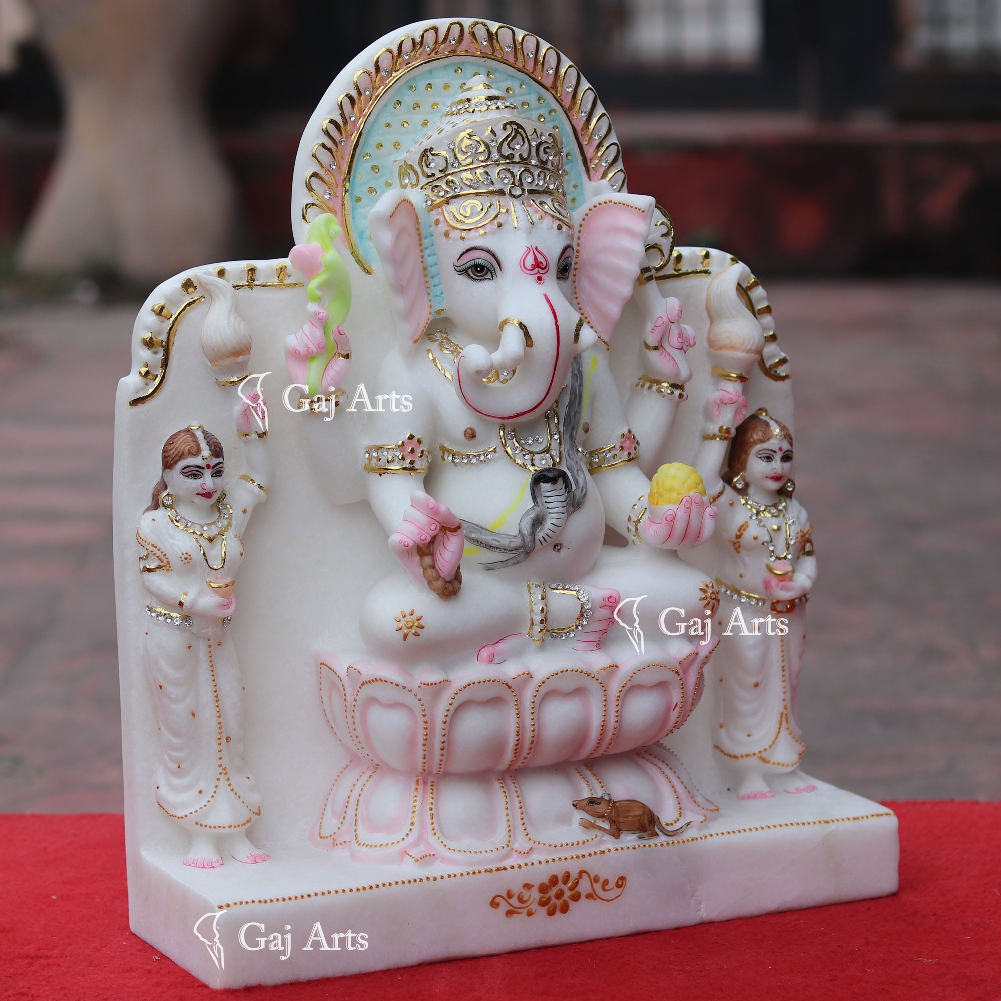 Super White Makrana Marble Ganesh Murti | 18 Inch