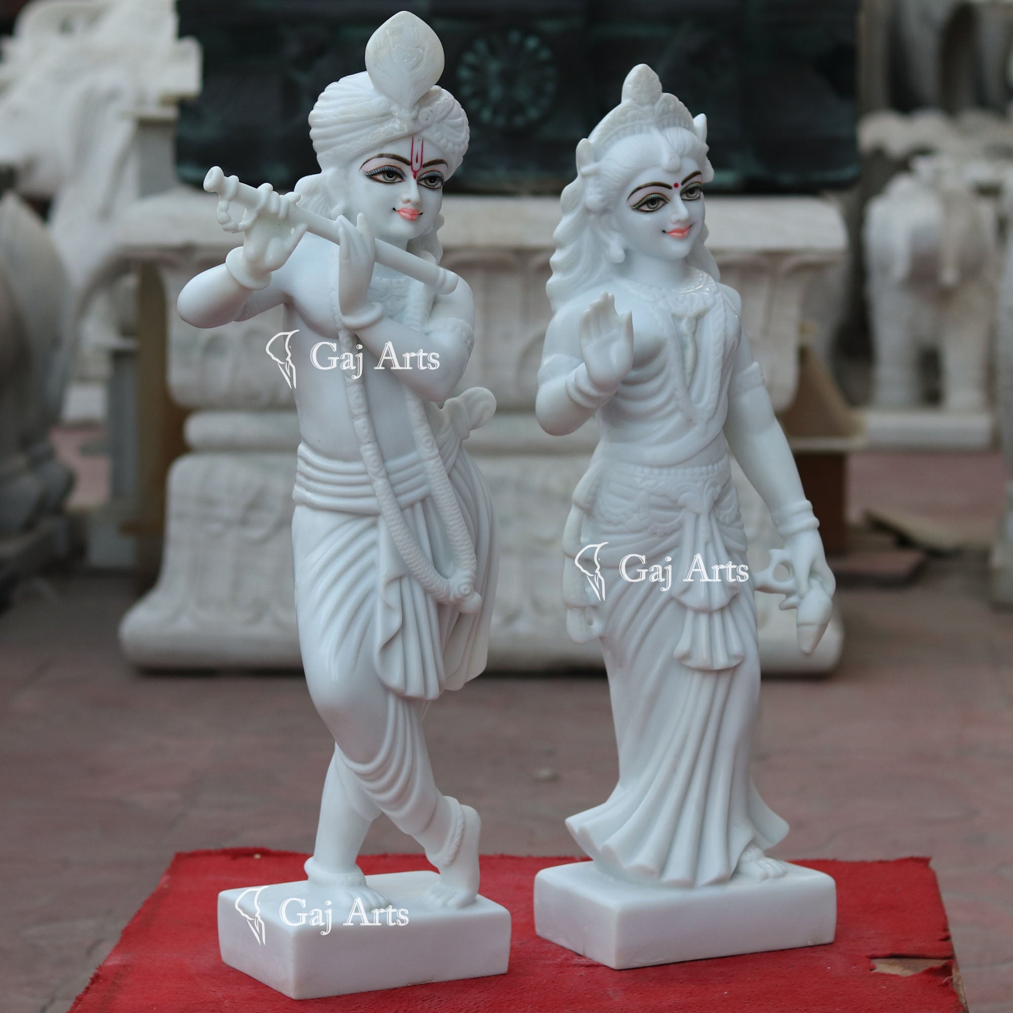 Makrana Marble Powder Radha Krishna Murti | 27 Inch