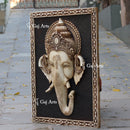 White Marble Ganpati Face Wall Panel | 48 Inch