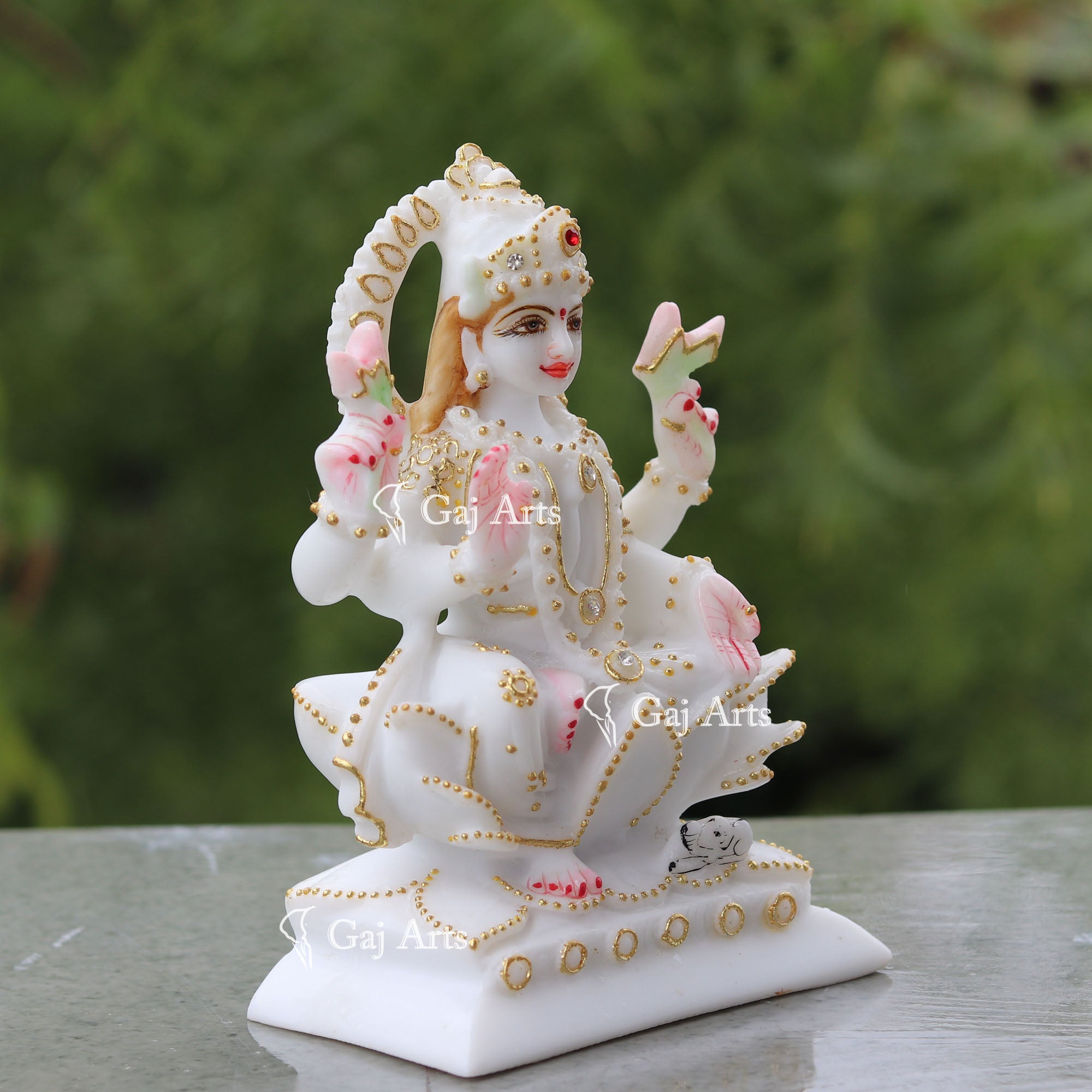 White Marble Lakshmi Maa Idol | 6 Inch