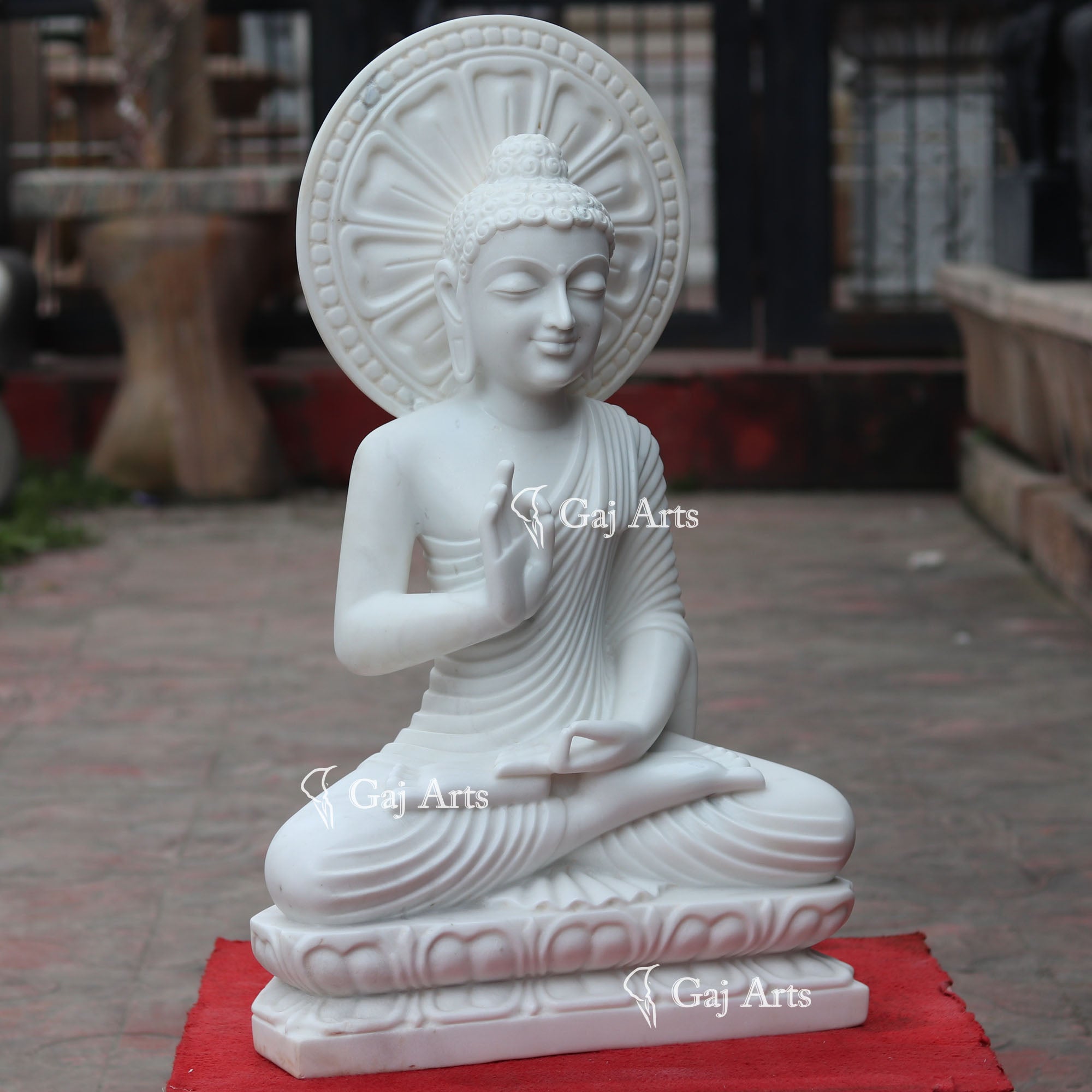 White Marble Sitting Buddha Statue | 30 Inch
