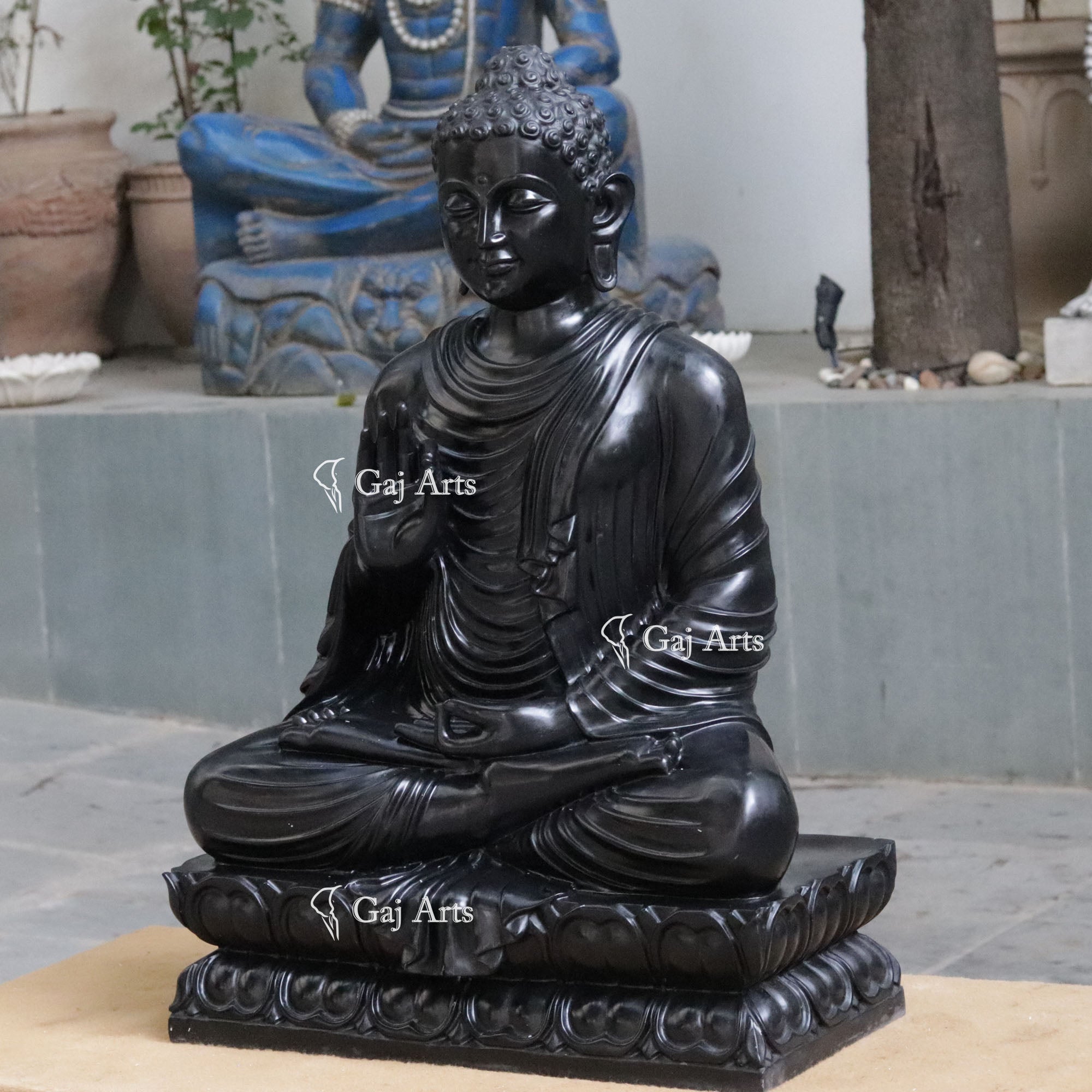 Black Marble Buddha Statue | 36 Inch