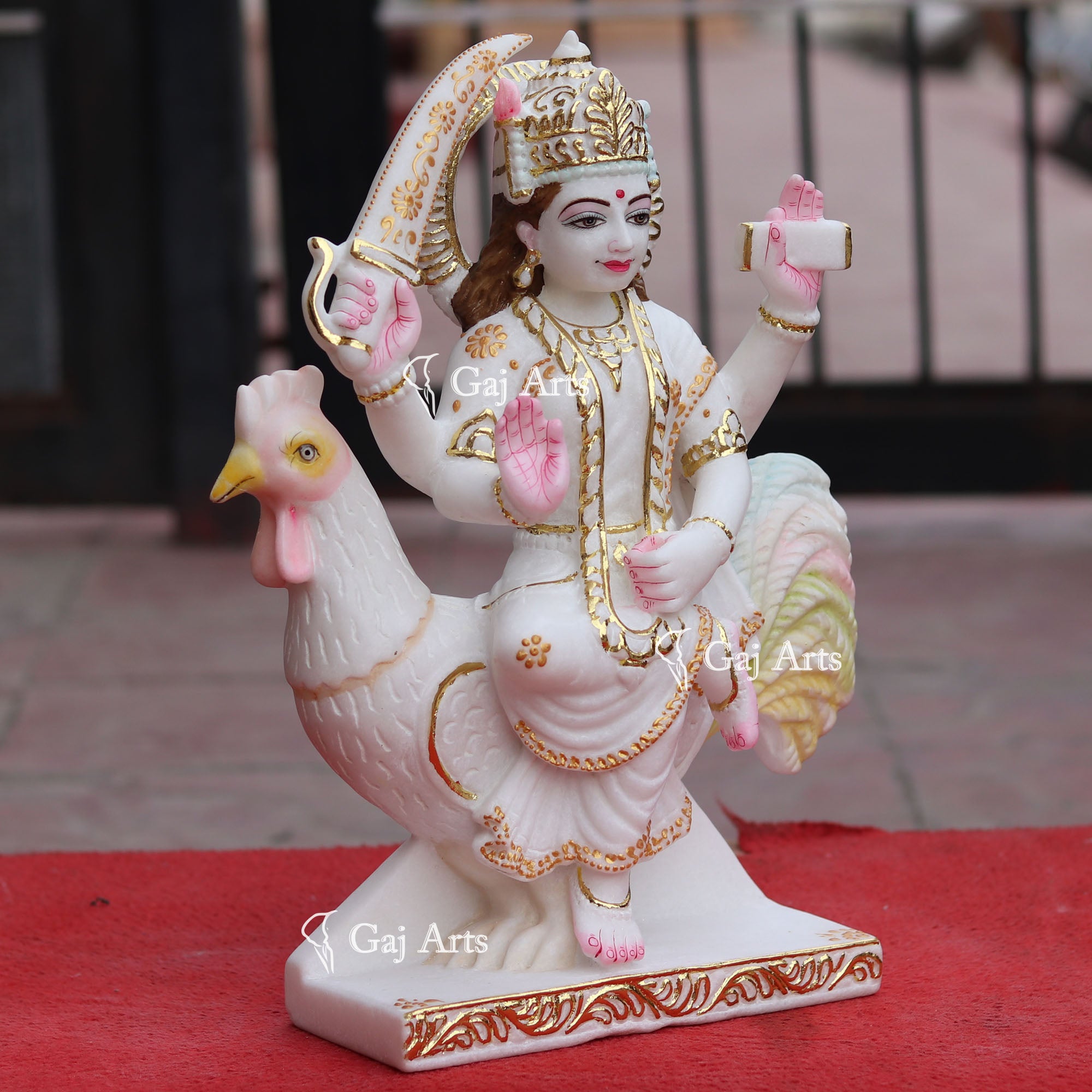 White Makrana Marble Bahu Charni Mata Idol | 15 Inch