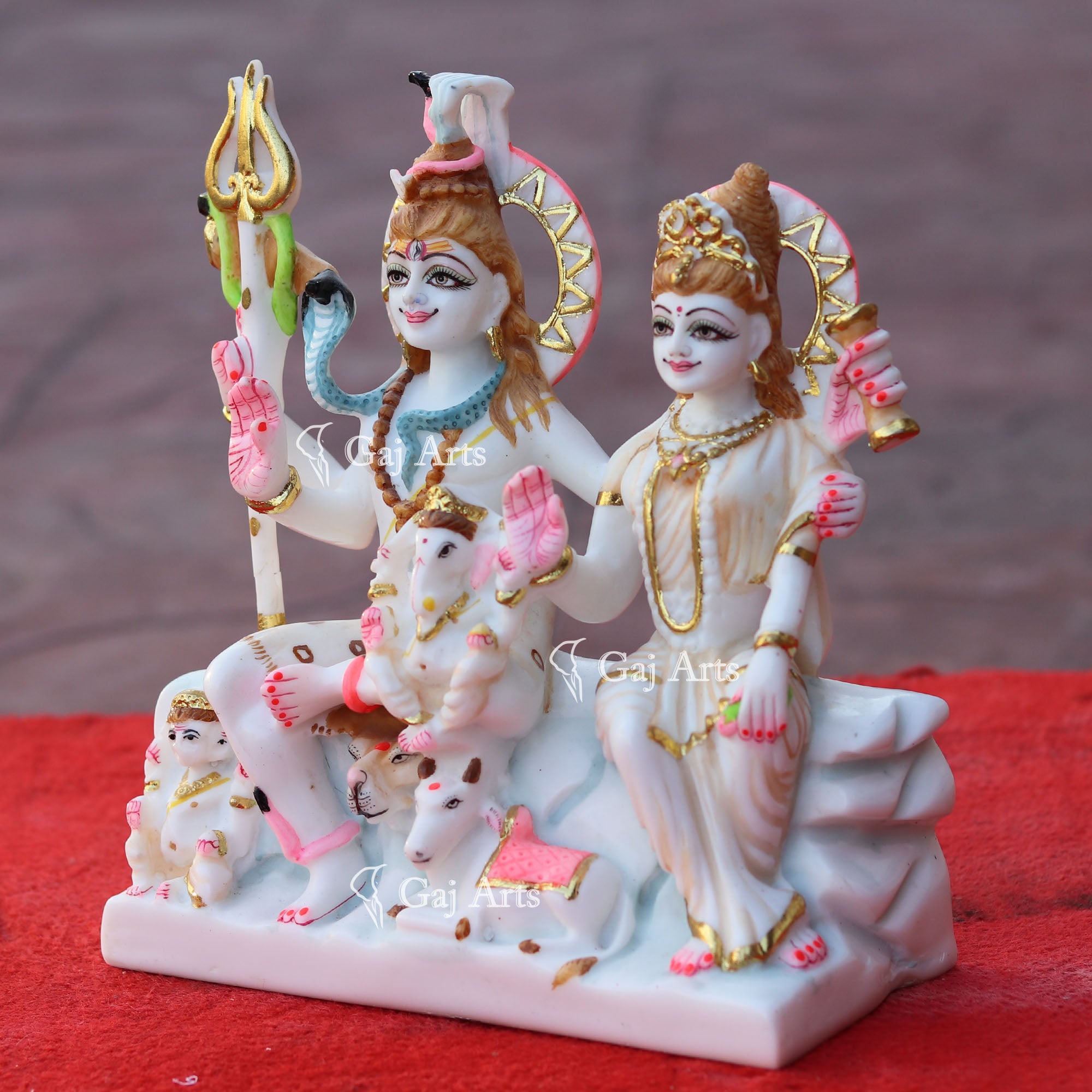 Marble Shiv Parivar Statue | 9 Inch