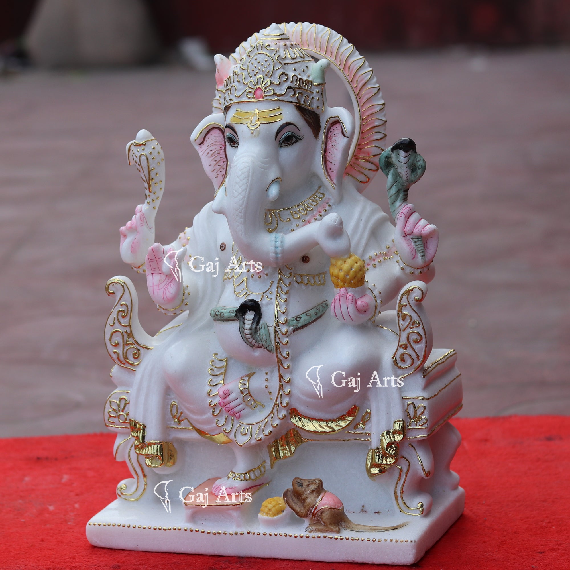 Super White Makrana Marble Ganesh Idol | 15 Inch