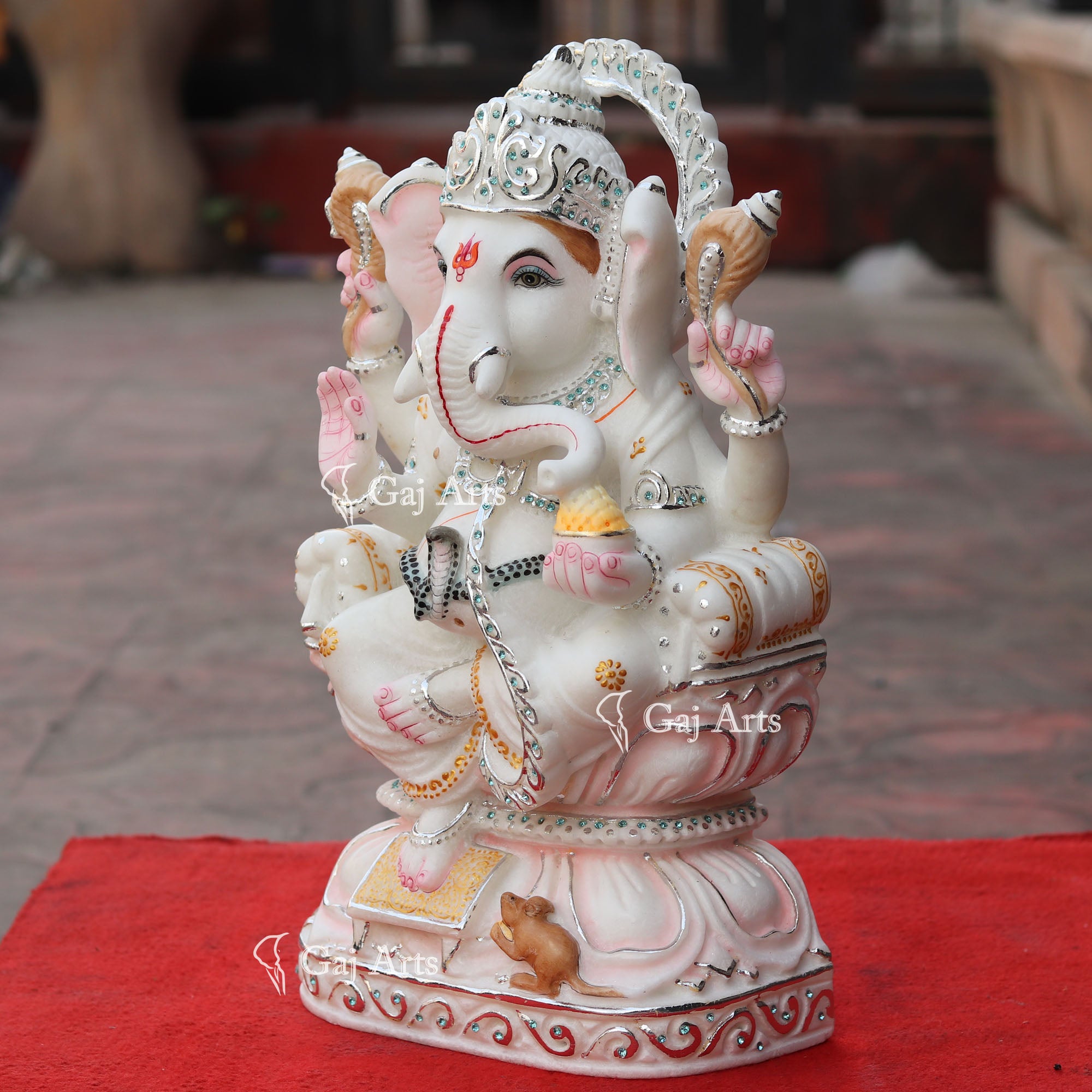 Super White Makrana Marble Ganesh Idol | 18 Inch