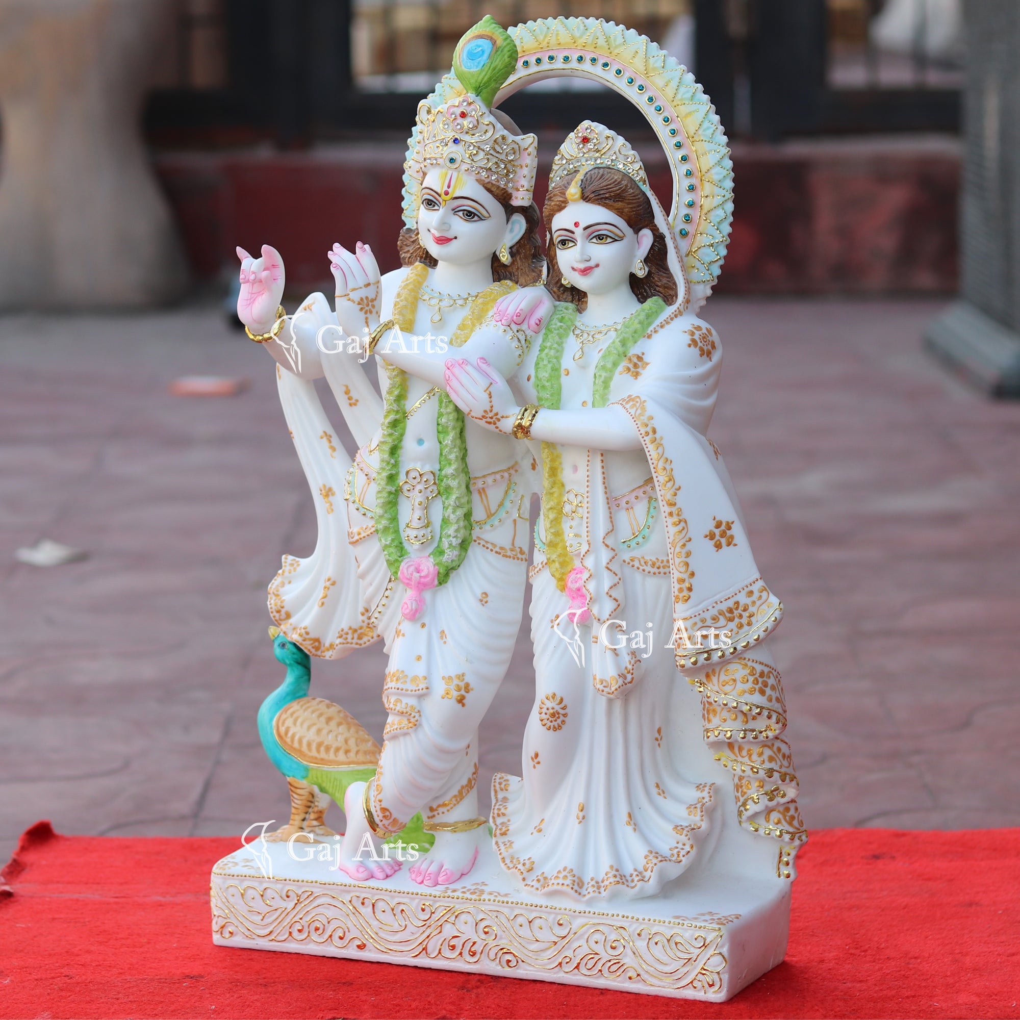 Makrana Marble Powder Radha Krishna Jodi Murti | 24 Inch