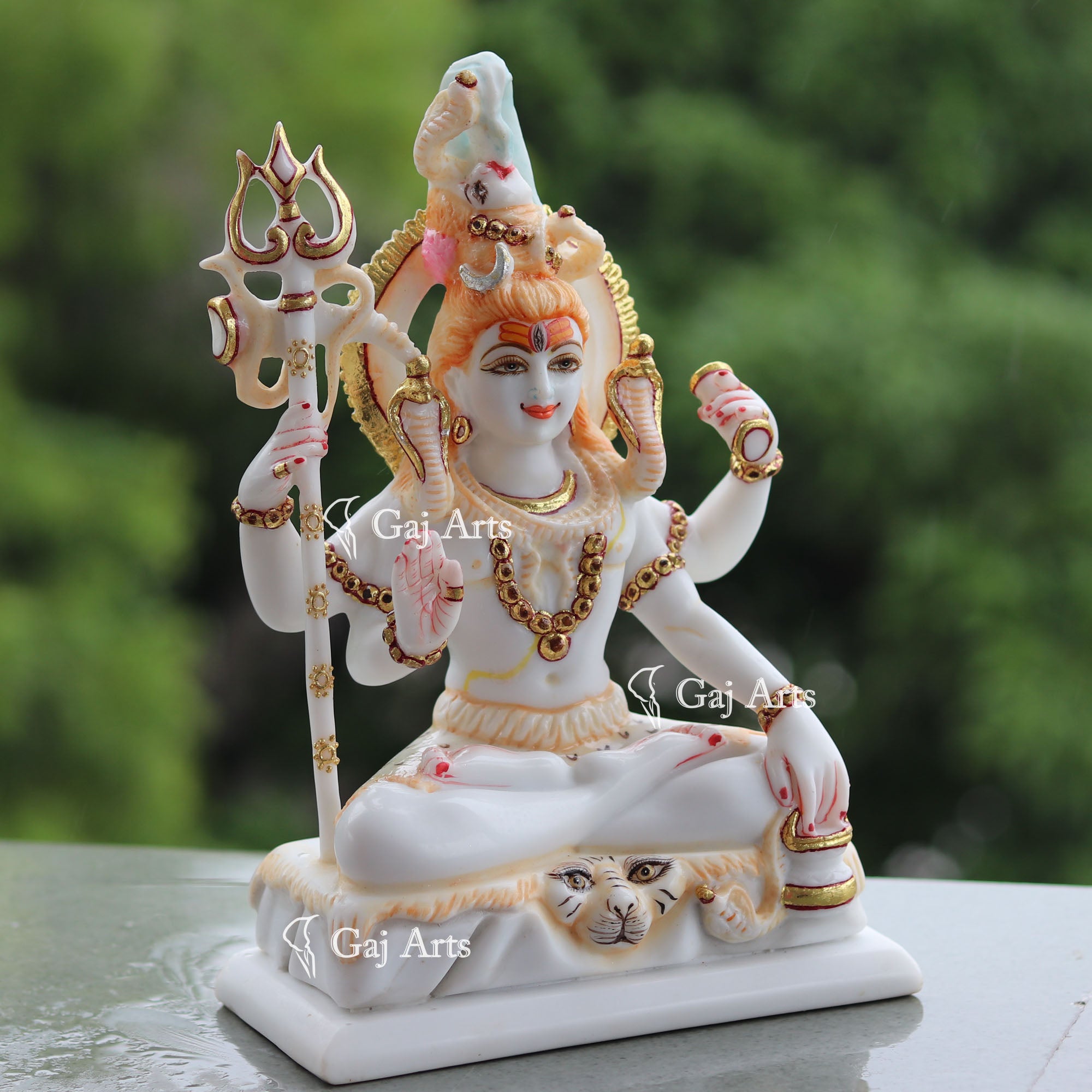 Lord Shiva Padmasana Marble Idol 10 Inch