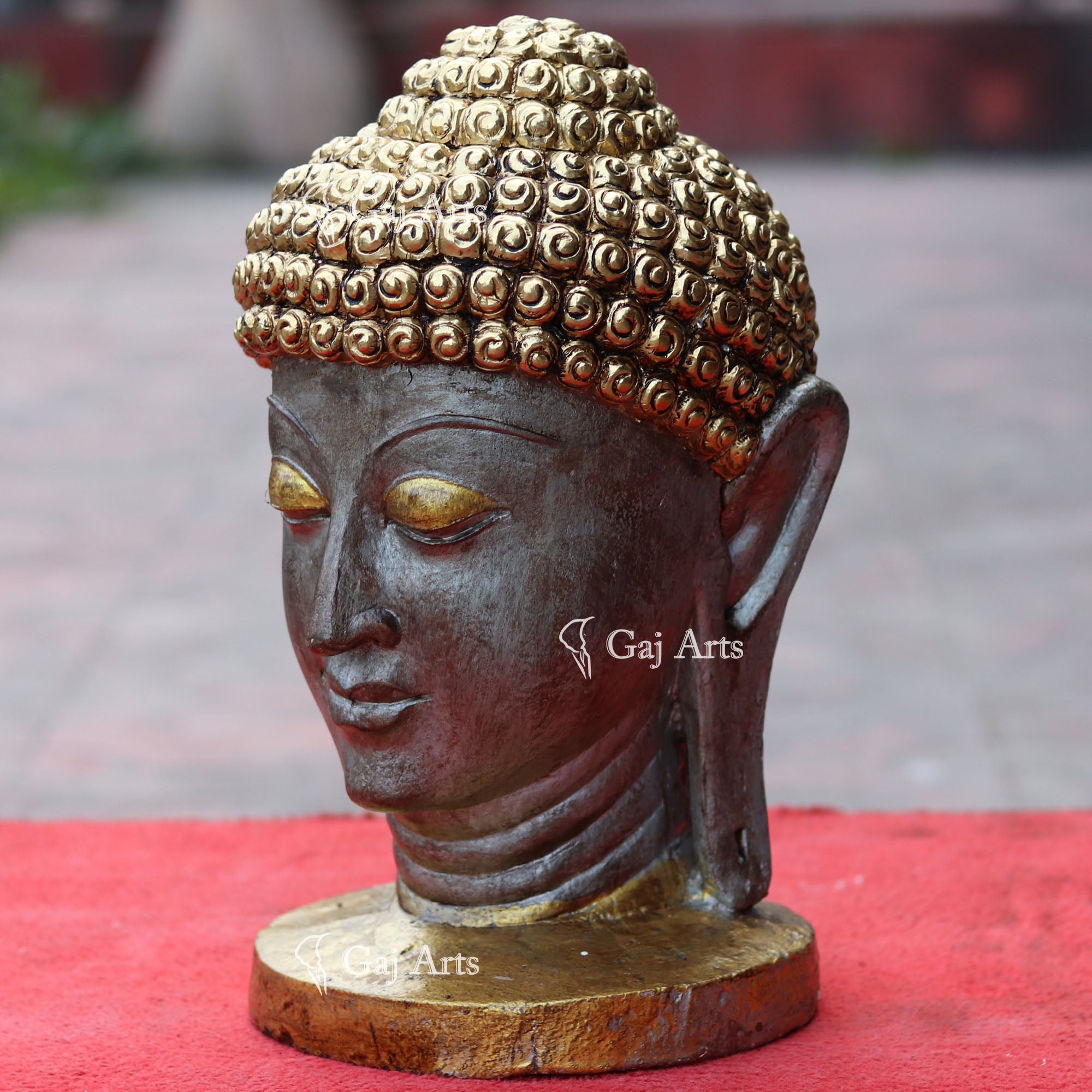 Sandstone Buddha Head Statue | 15 Inch