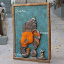 White Antique Finish Marble Ganpati Face Wall Panel | 60 Inch