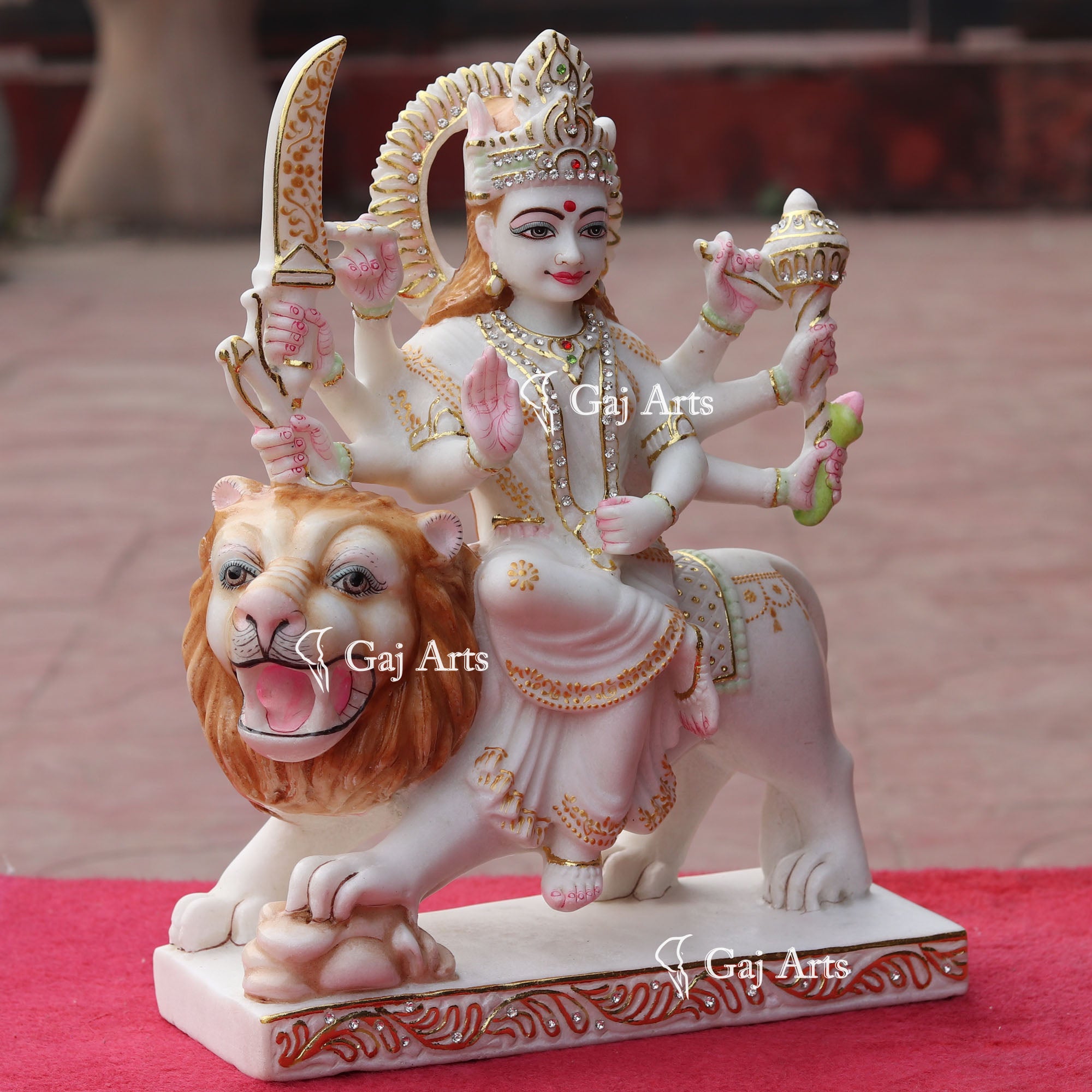 White Makrana Marble Durga Mata Idol | 15 Inch