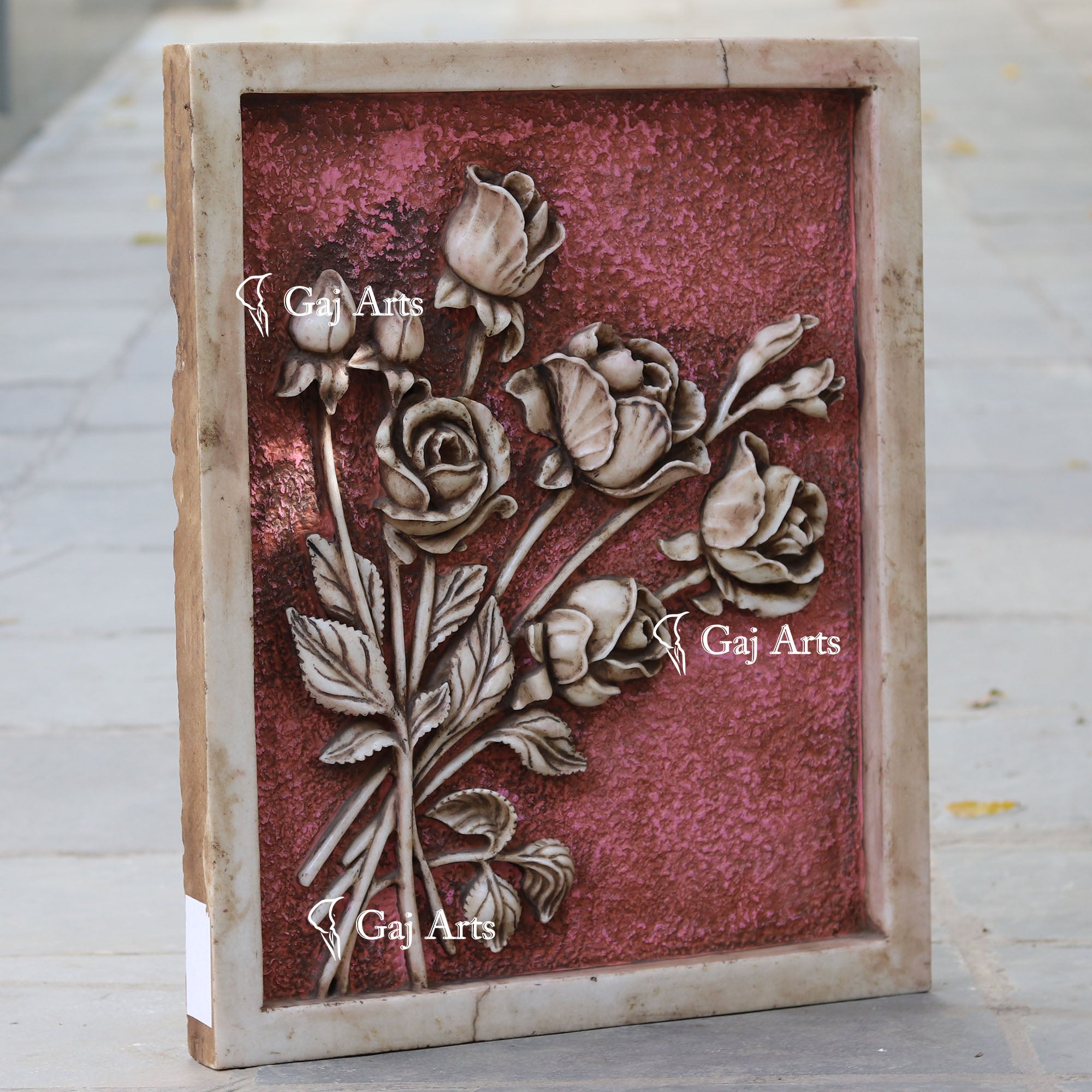 White Marble Flower Wall Panel | 30 Inch