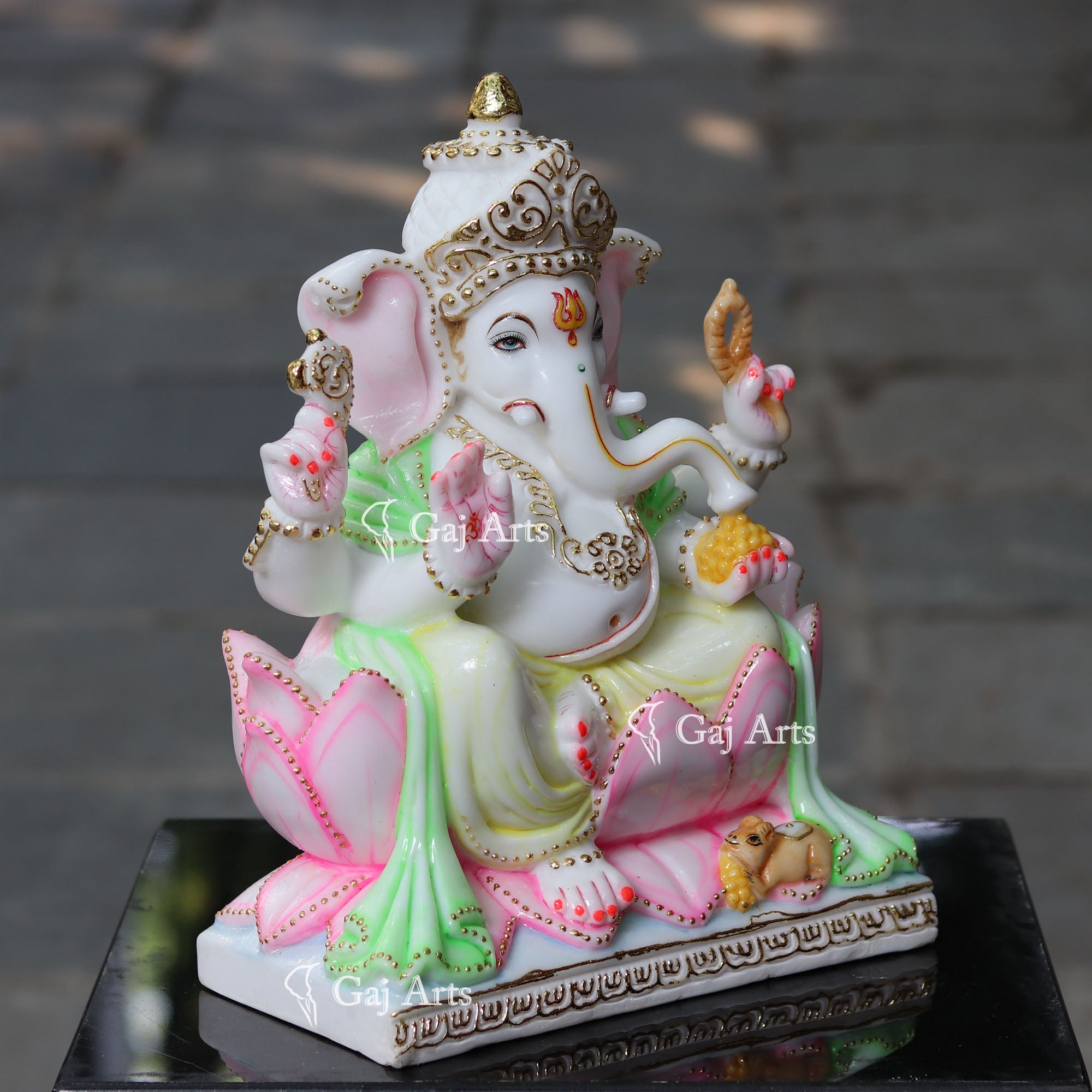 White Marble Ethiopia Ganesh Idol | 15 Inch