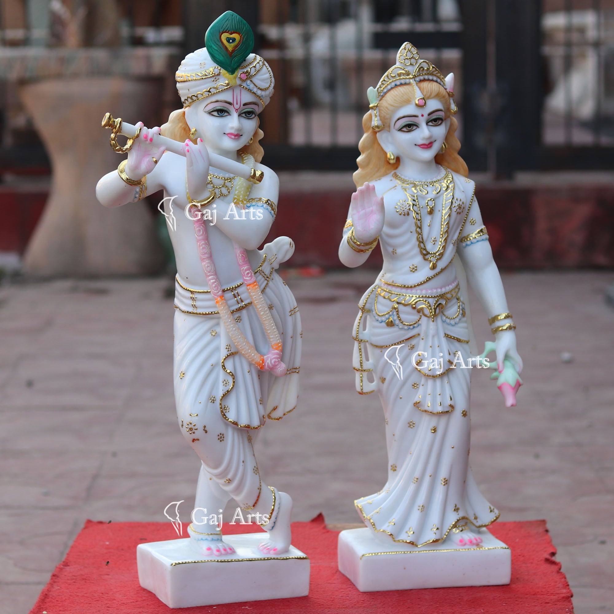 Makrana Marble Powder Radha Krishna Idol | 27 Inch