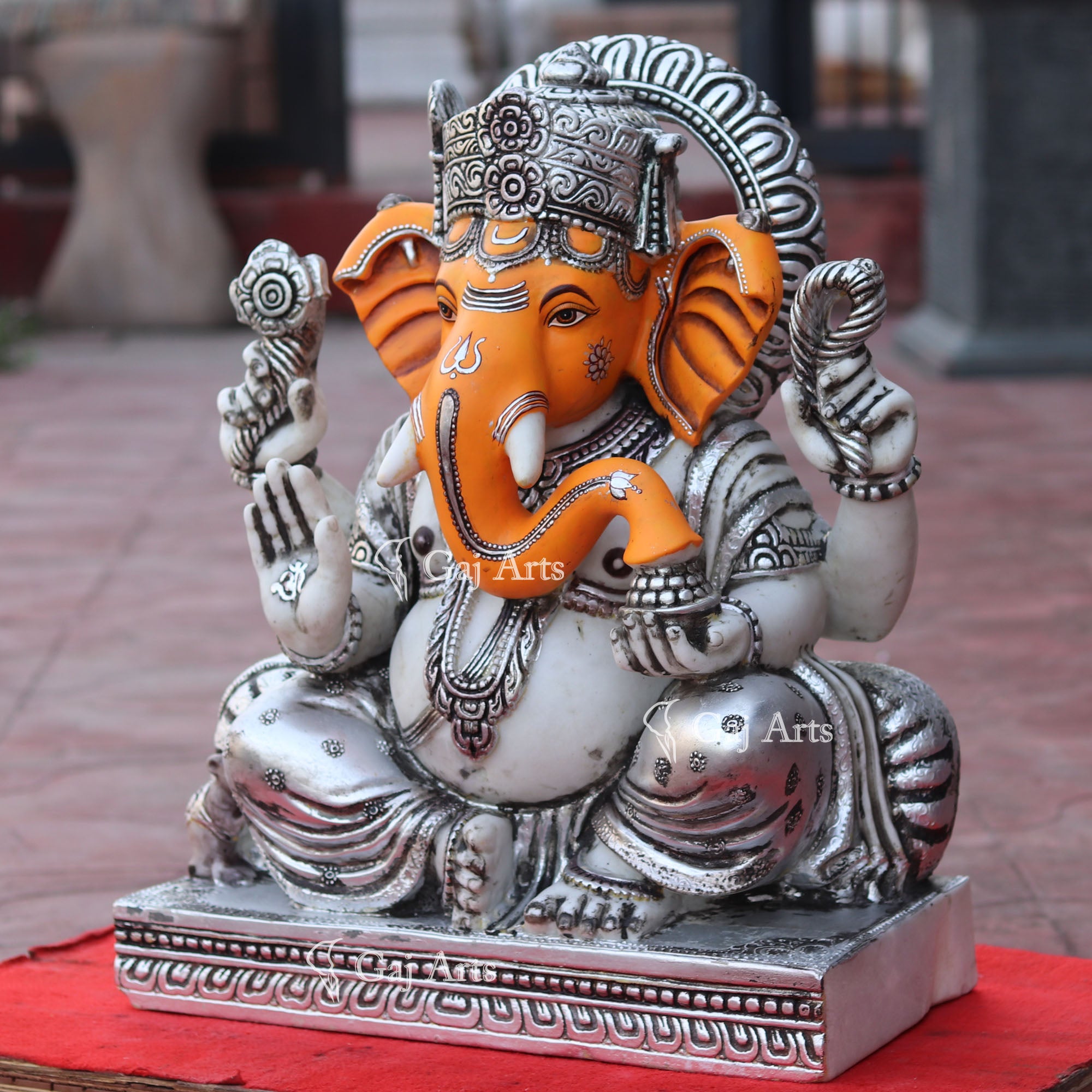 White Makrana Marble Ganesh Idol | 24 Inch