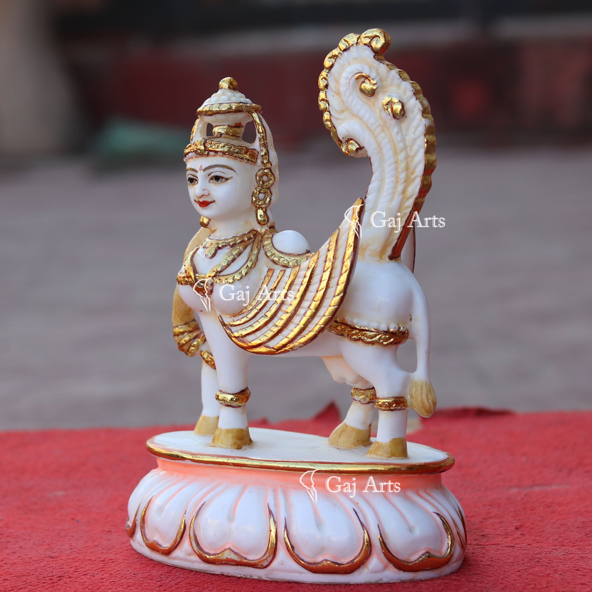 Makrana Marble Cow Statue | 11 Inch
