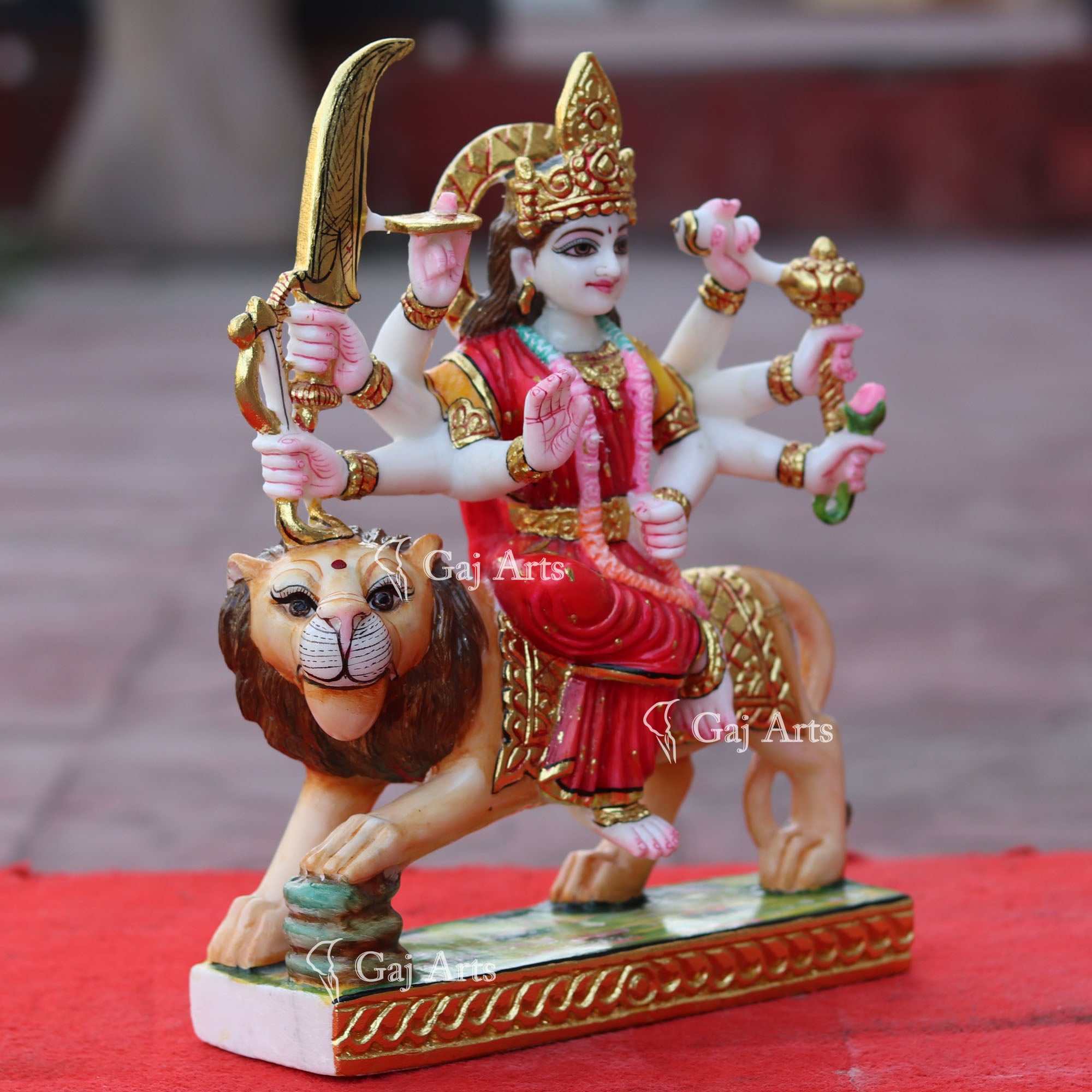 Makrana Marble Durga Mata Idol | 12 Inch