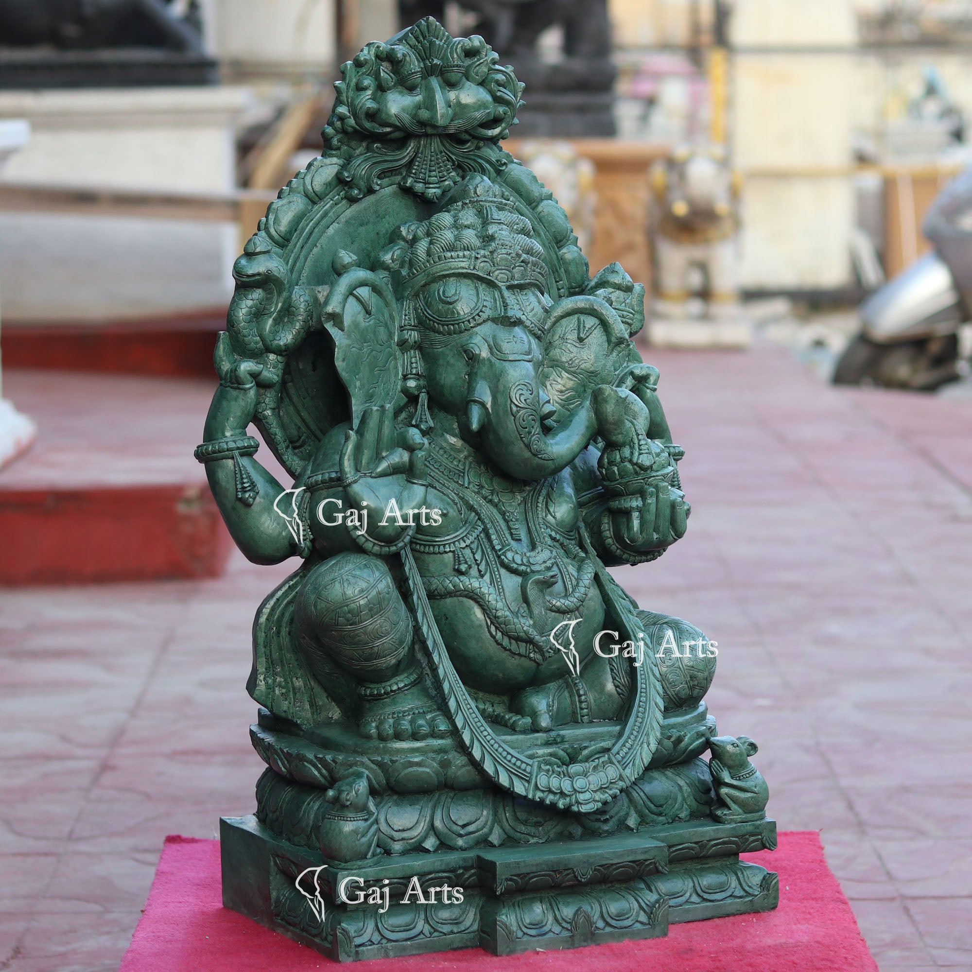 Natural Green Quartz Ganesh Statue | 30 Inch
