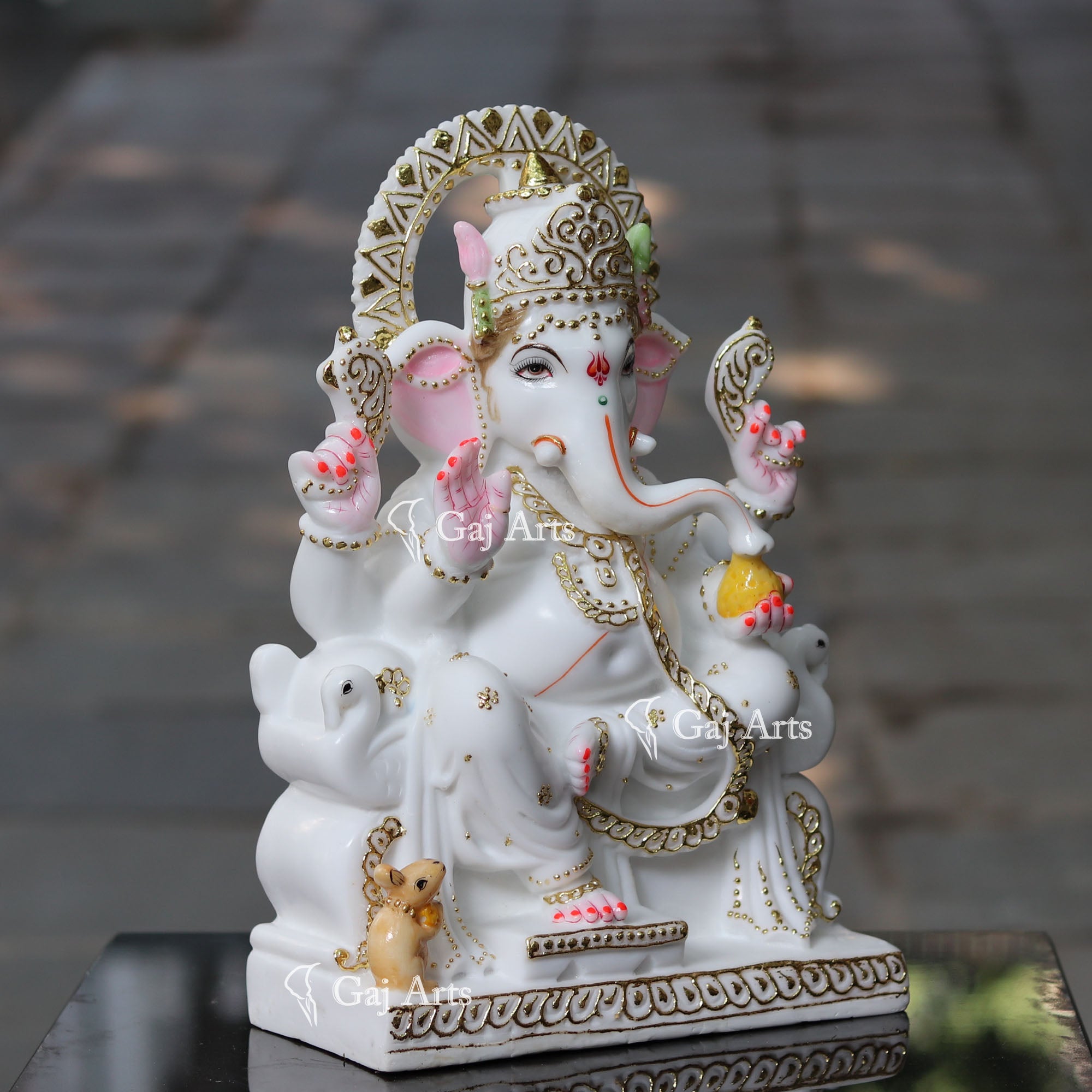 White Marble Ethiopia Ganesh Idol | 15 Inch