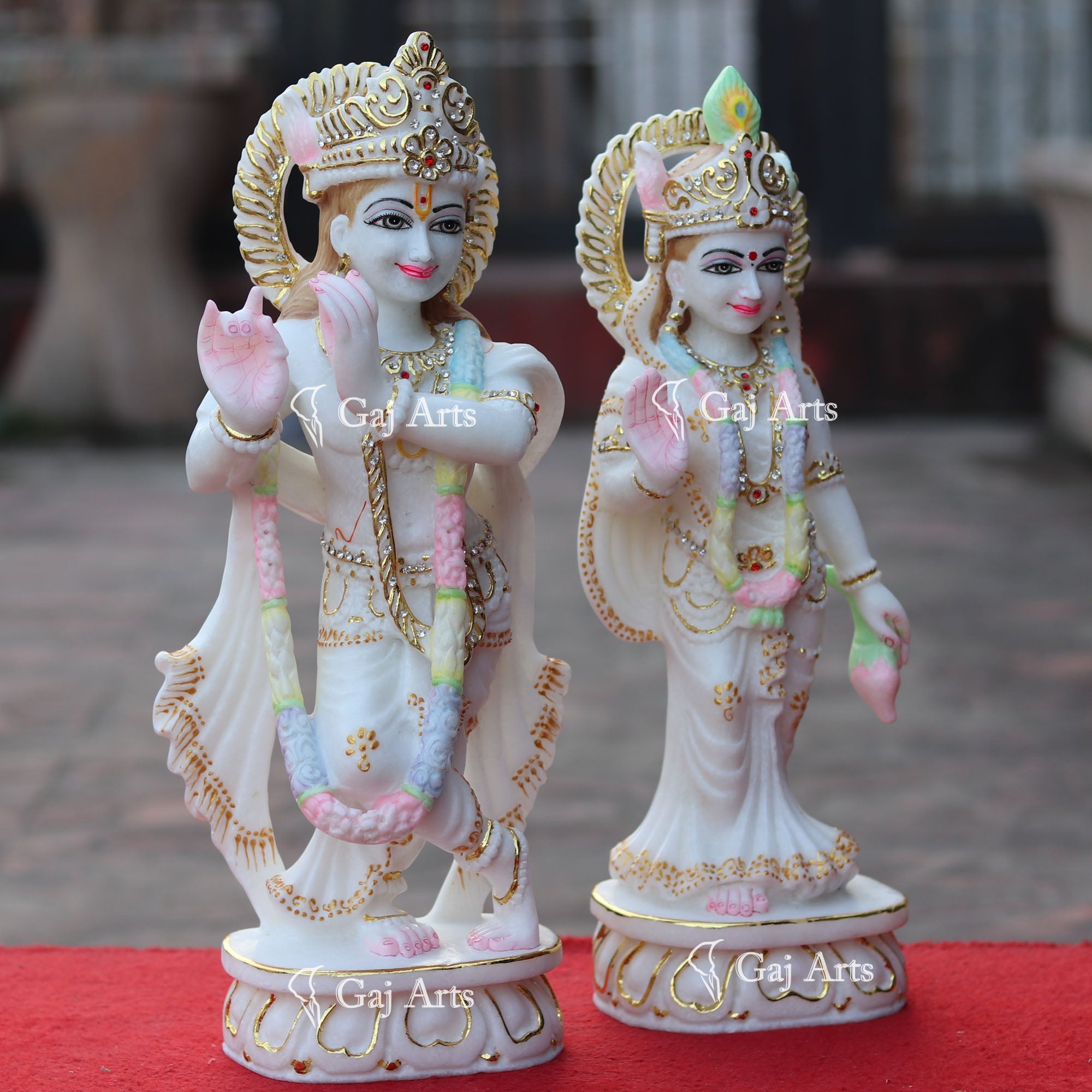Super White Makrana Marble Radha Krishna Murti | 18 Inch