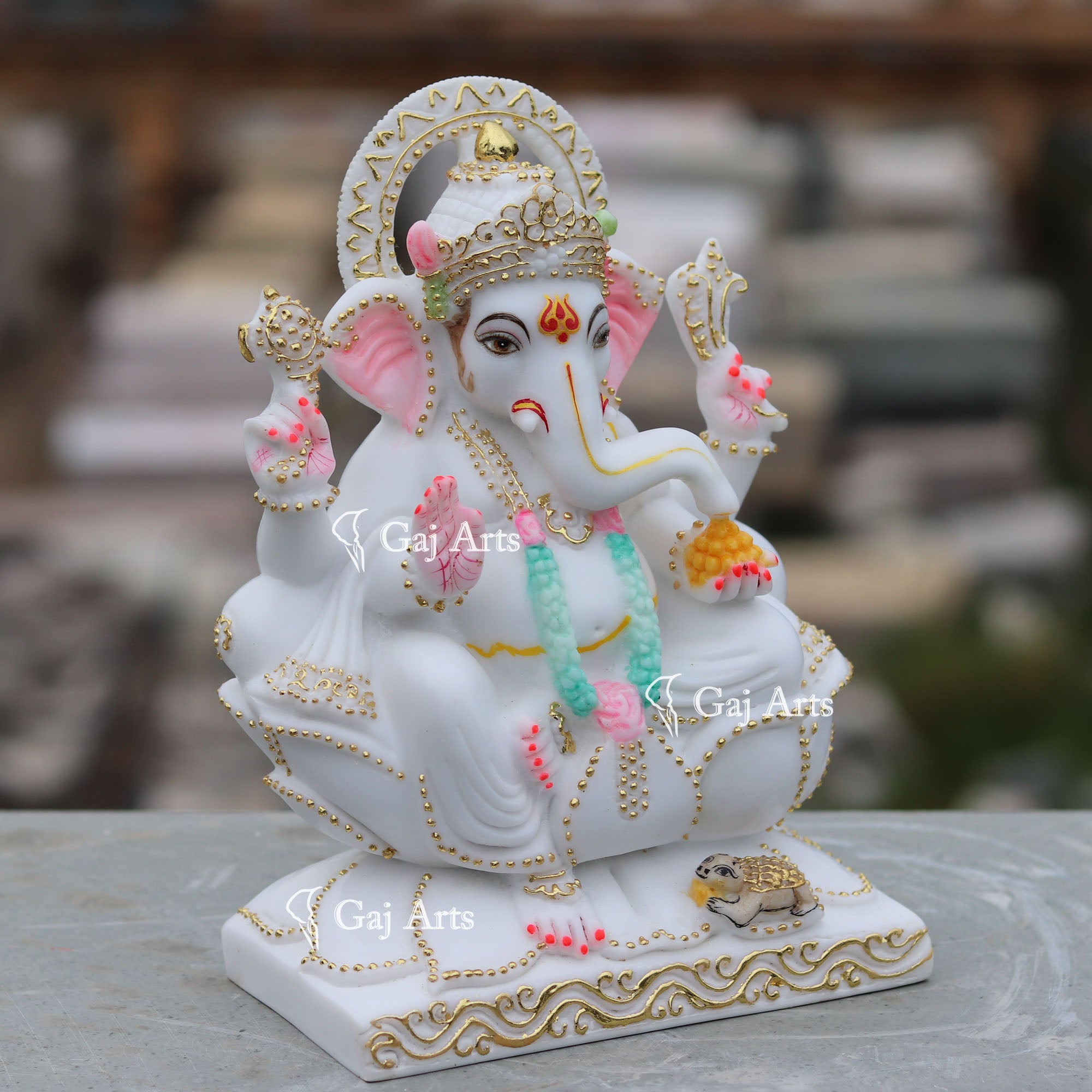 White Marble Ganesh Statue | 10 Inch