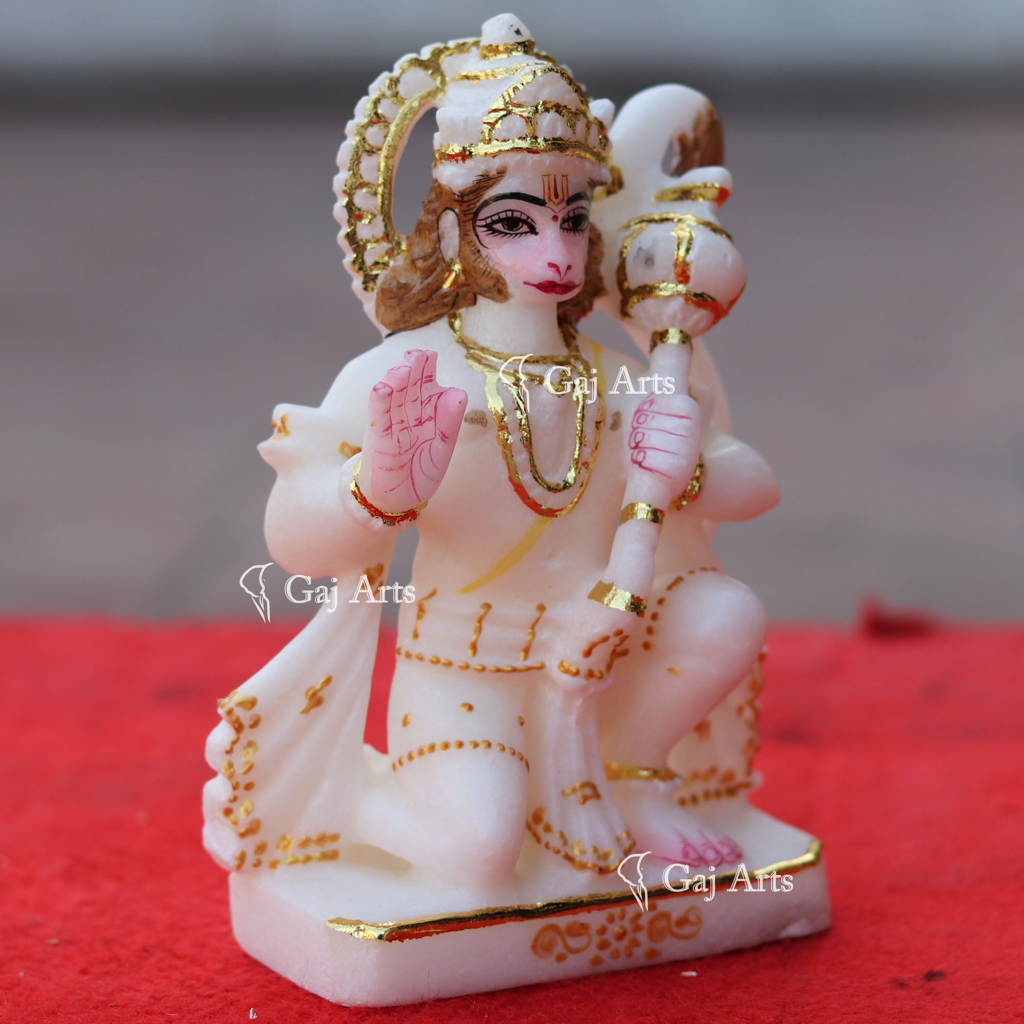 White Makrana Marble Hanuman Ji Idol | 6 Inch