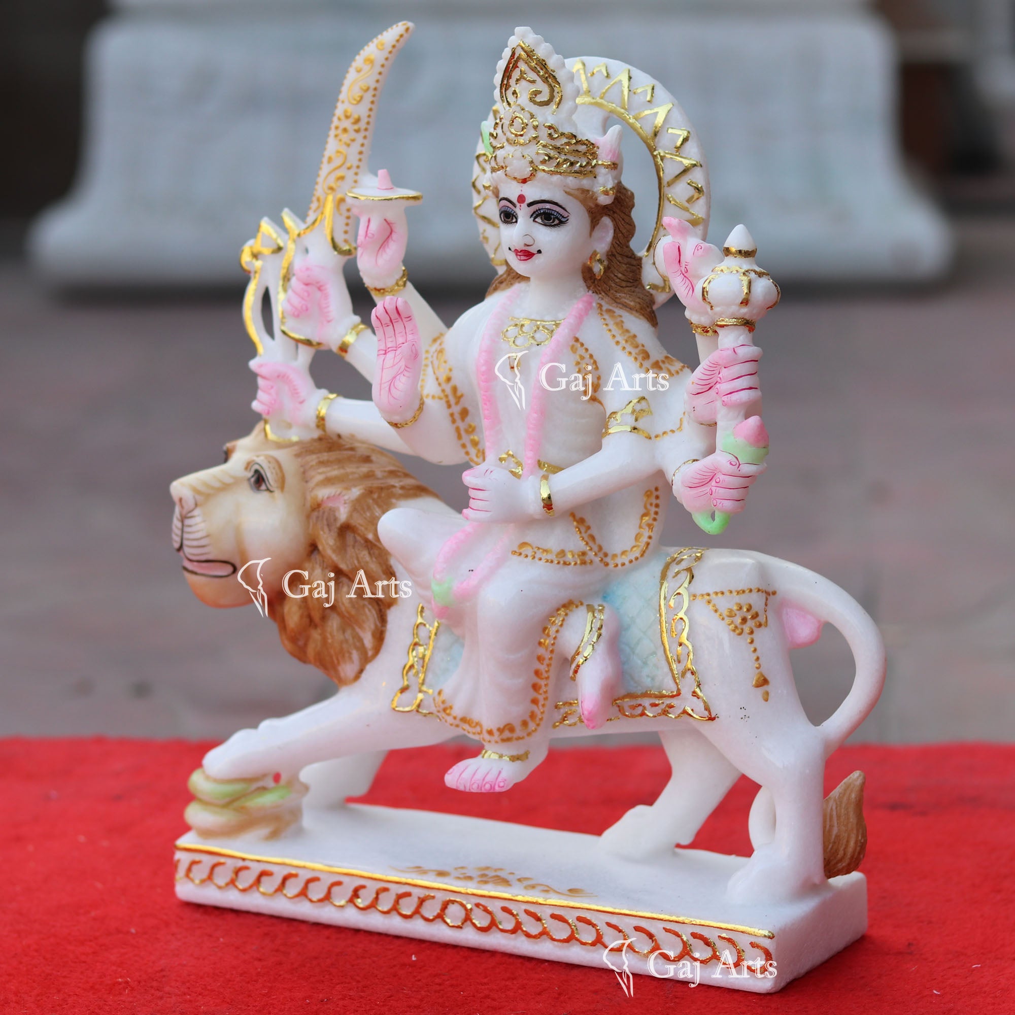 Makrana Marble Durga Mata Idol | 12 Inch