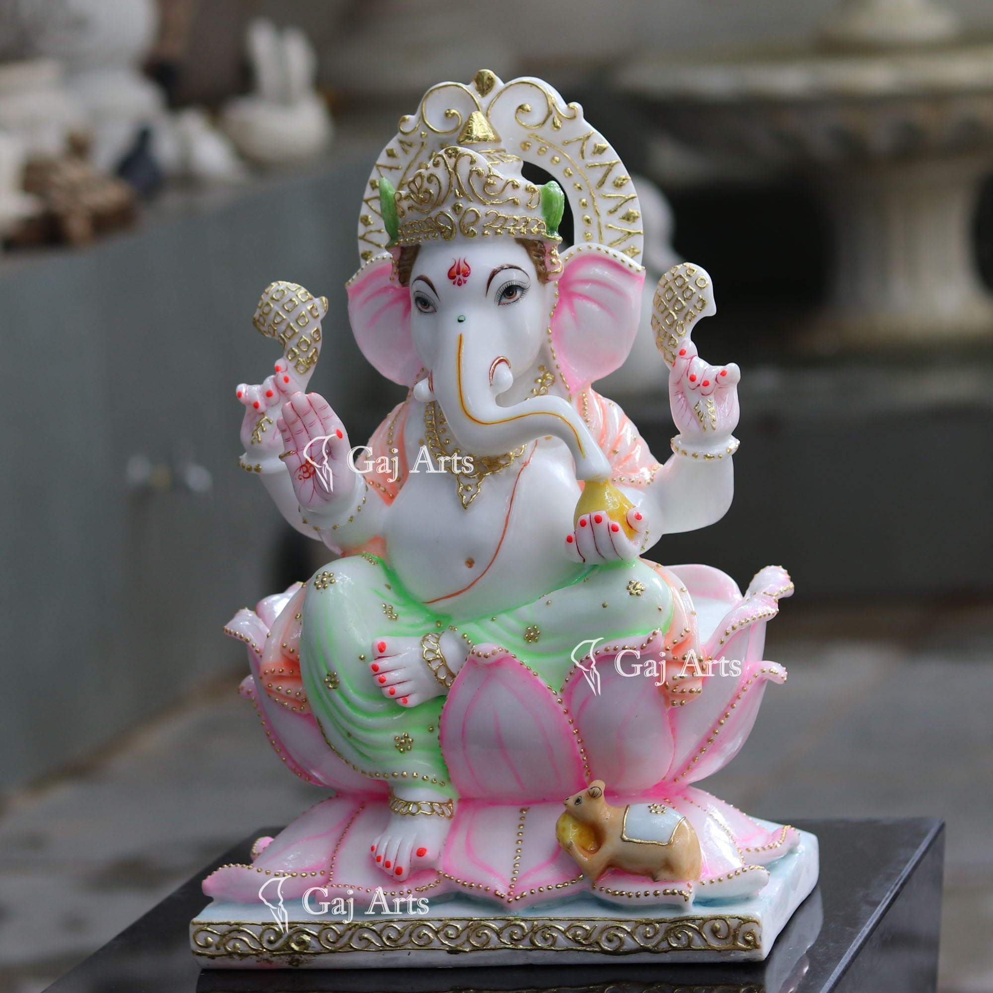 White Marble Ethiopia Ganesh Idol | 18 Inch