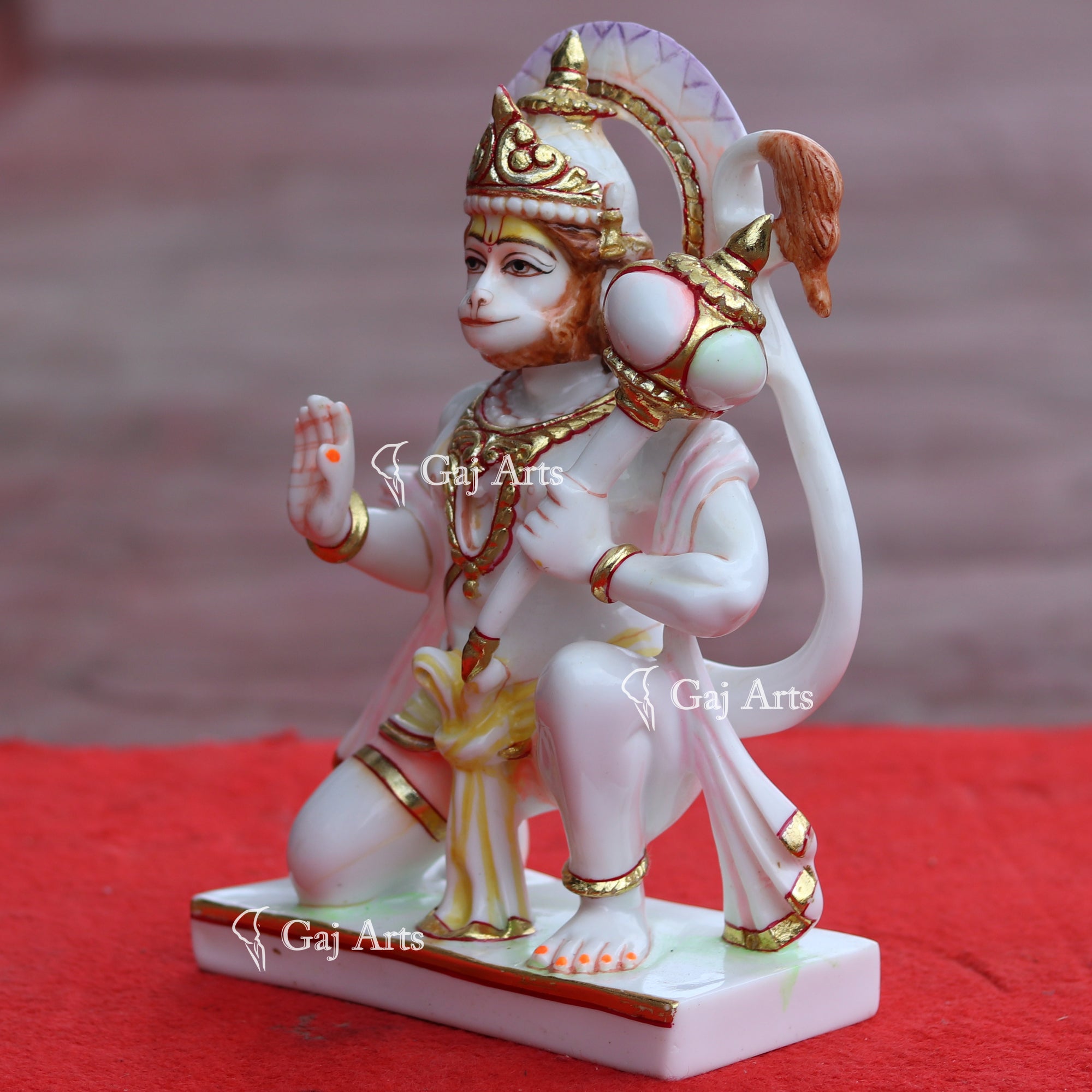 White Marble Hanuman Ji Idol | 10 Inch