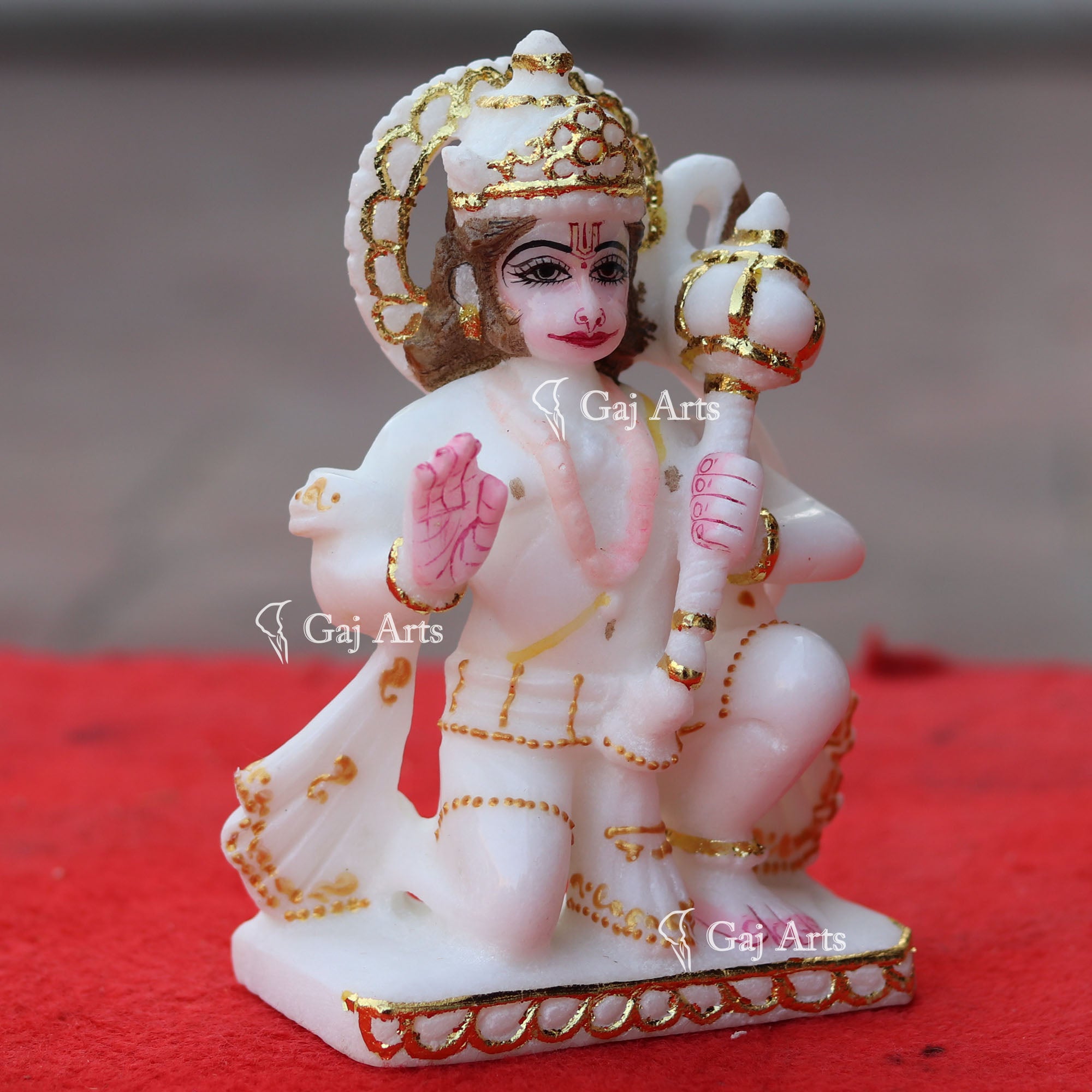 Super White Makrana Marble Hanuman Ji Idol | 6 Inch
